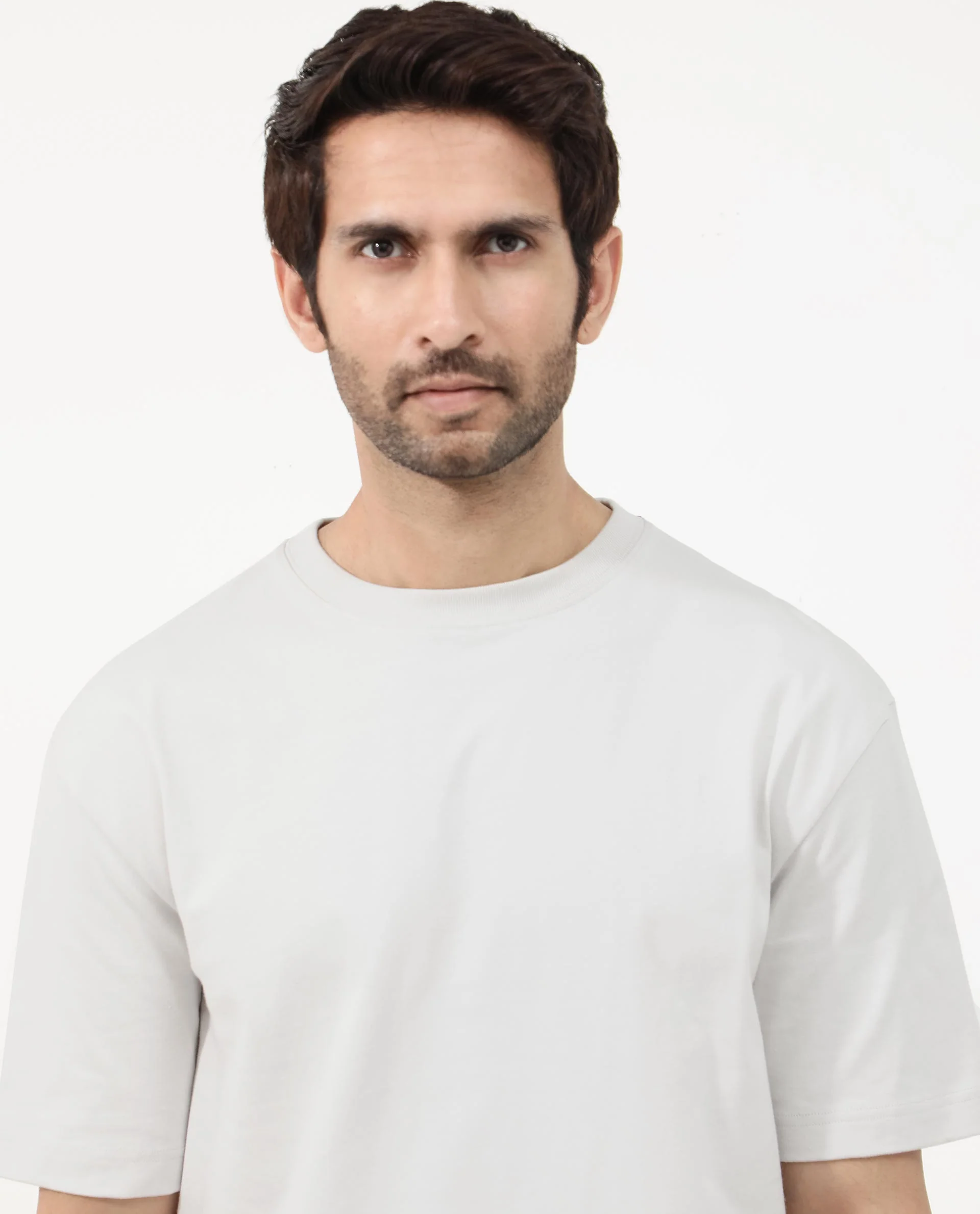 Rare Rabbit Articale Mens Lee Light Grey Cotton Fabric Short Sleeve Crew Neck Oversized Fit Graphic Printed T-Shirt - Image 9