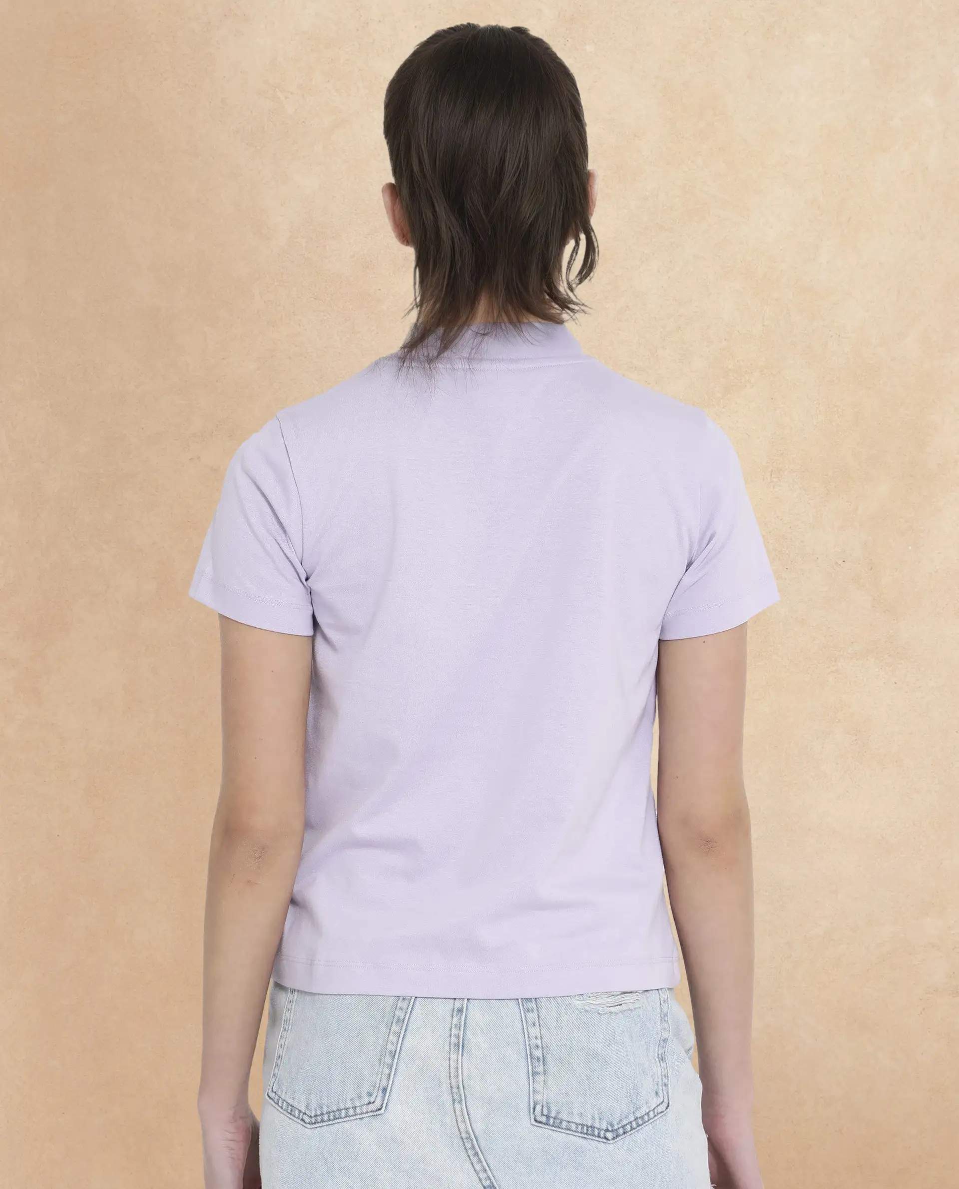 Rareism Women's Lee Pastel Purple Cotton Blend Crew Neck Graphic Print Regular Fit T-Shirt - Image 7