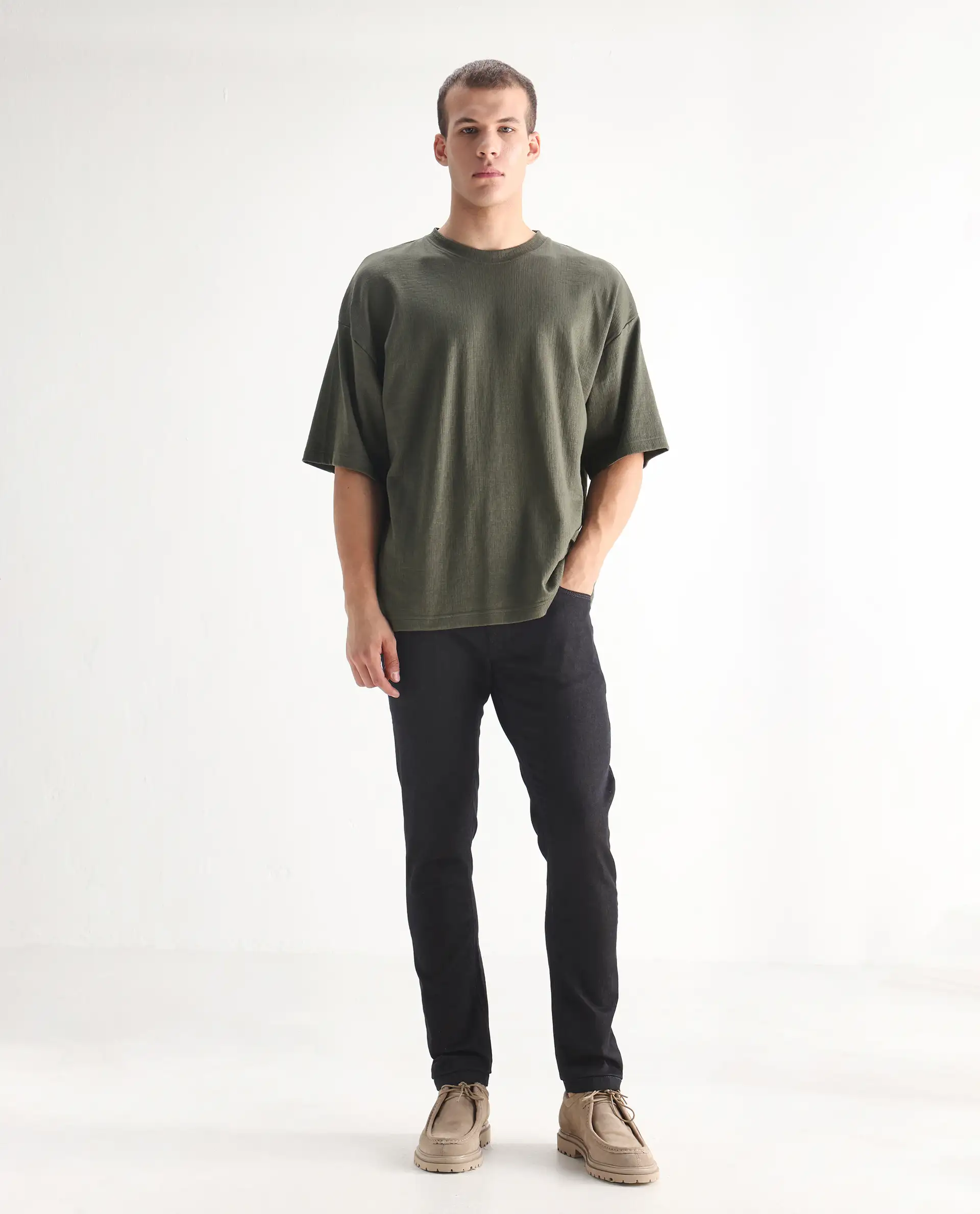 Rare Rabbit Men's Leige Blue Cotton Plain Hawk Slim Fit Jeans - Image 3