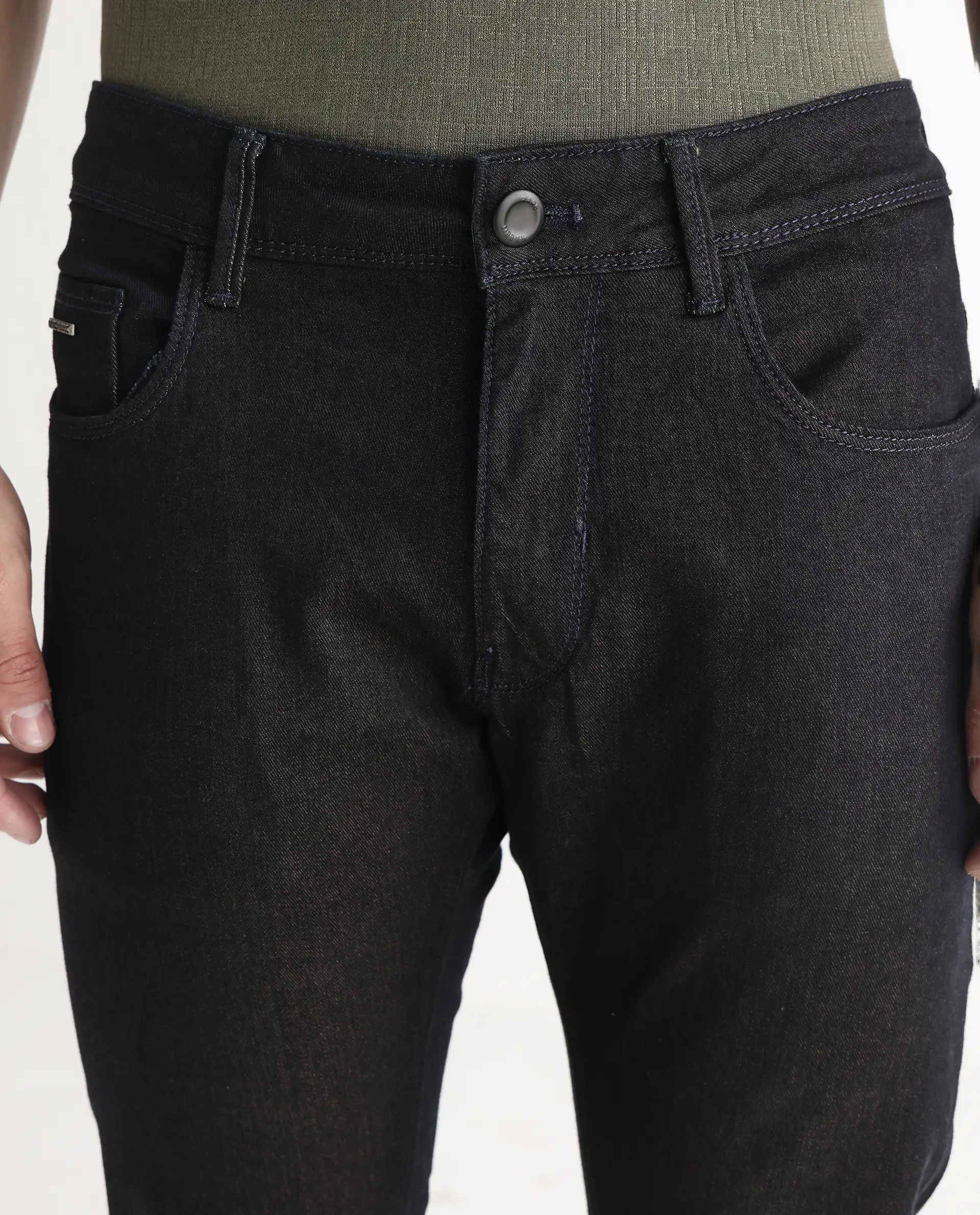 Rare Rabbit Men's Leige Blue Cotton Plain Hawk Slim Fit Jeans - Image 5
