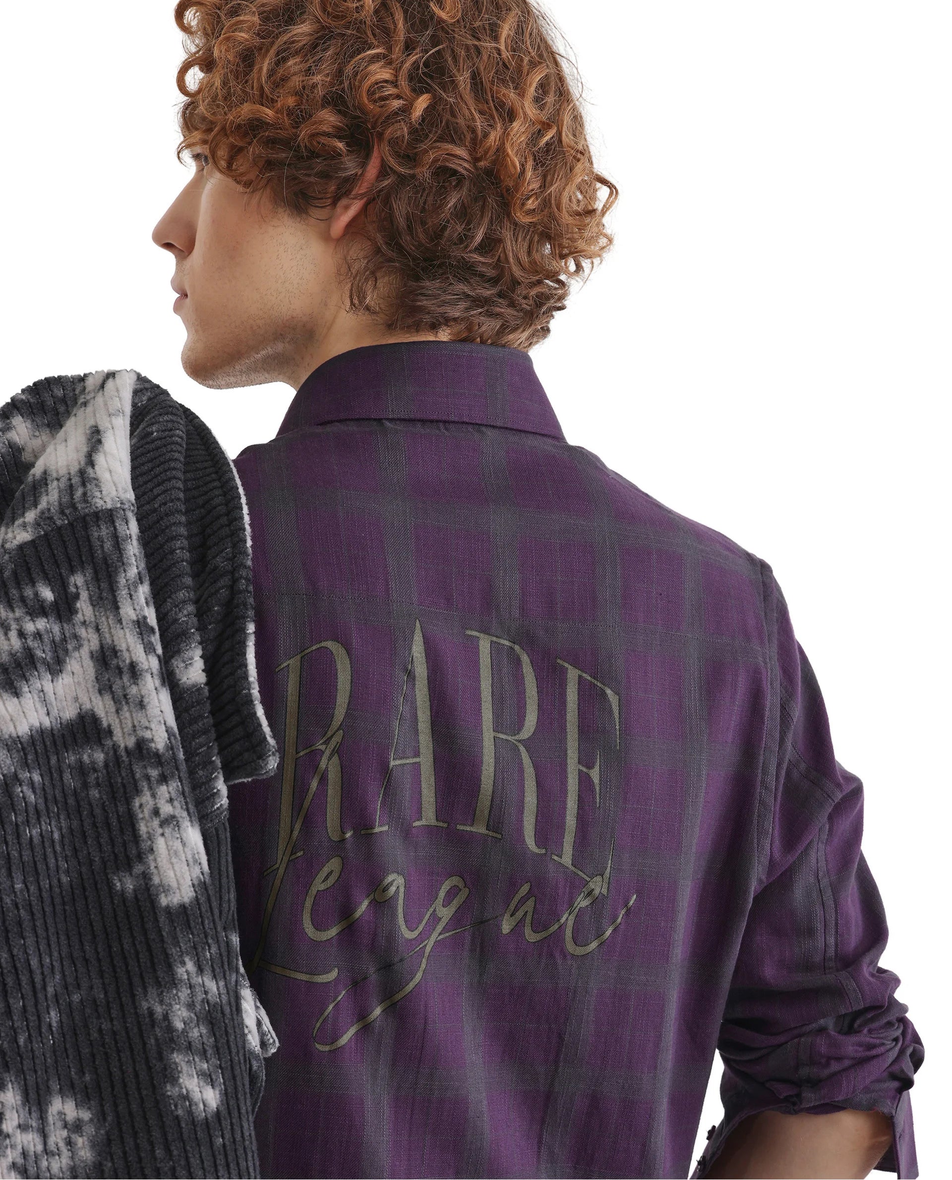 Rare Rabbit Men's Leip Purple Checked Print Regular Fit Full Sleeve Collared Shirt - Image 6