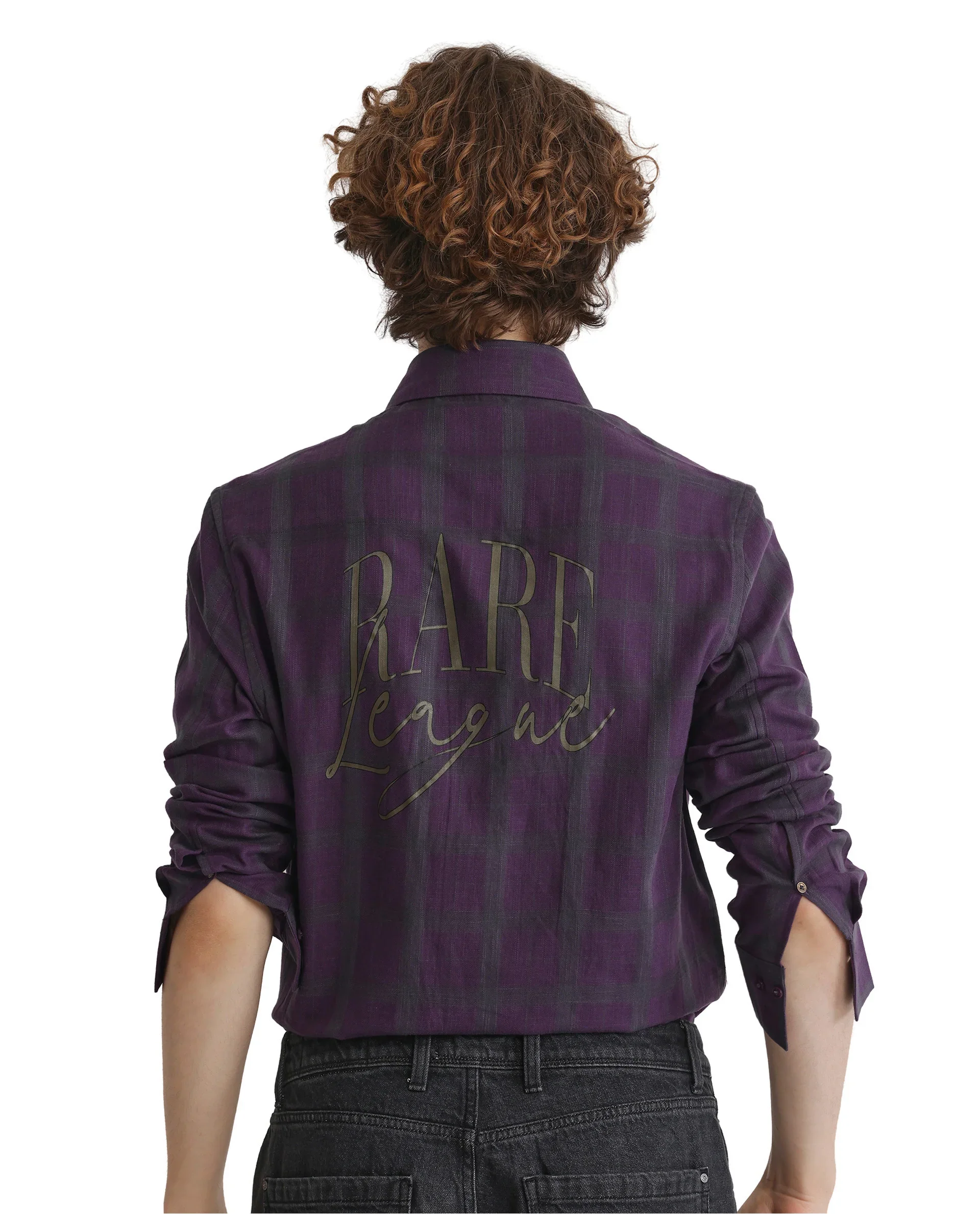 Rare Rabbit Men's Leip Purple Checked Print Regular Fit Full Sleeve Collared Shirt - Image 7
