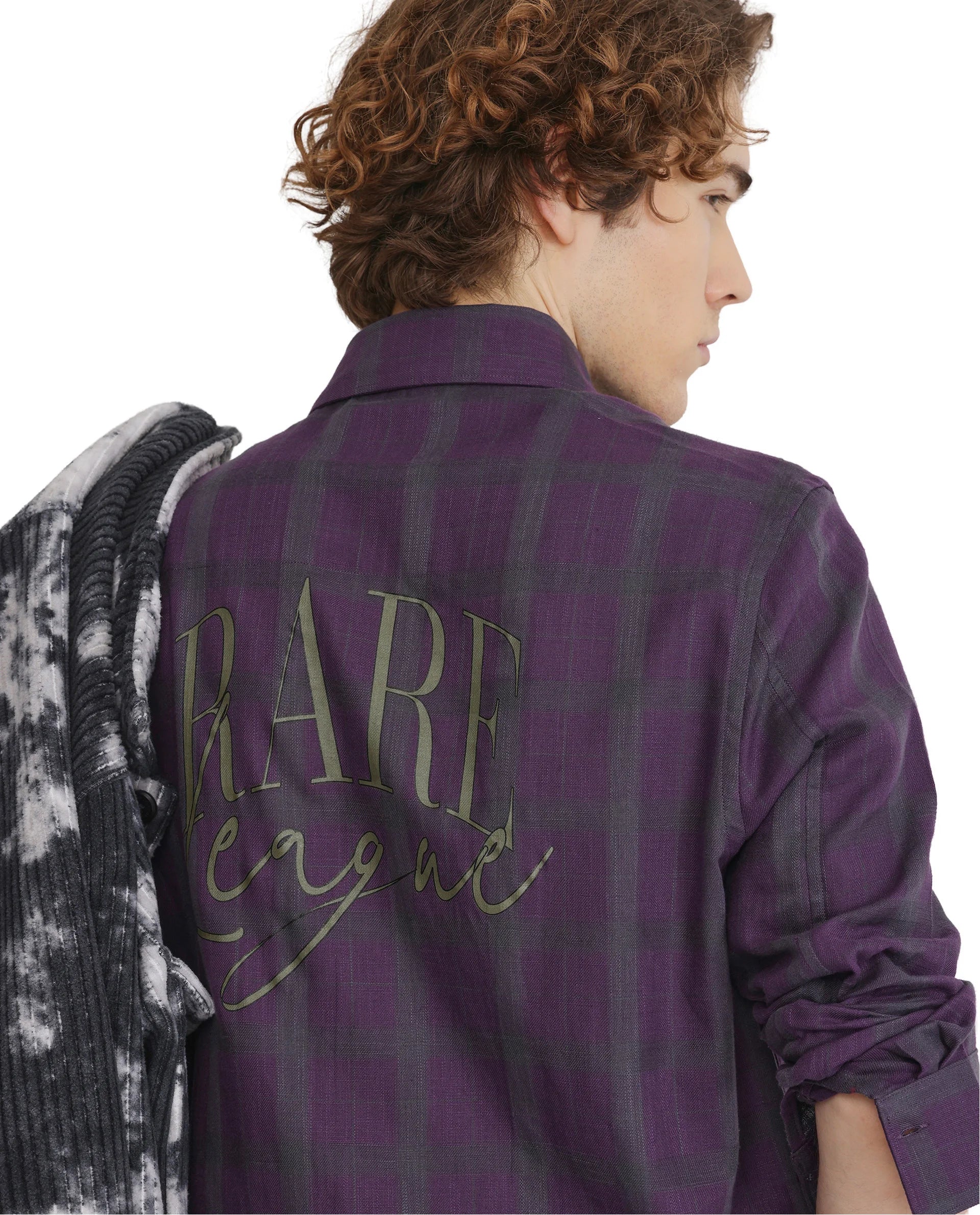 Rare Rabbit Men's Leip Purple Checked Print Regular Fit Full Sleeve Collared Shirt - Image 9