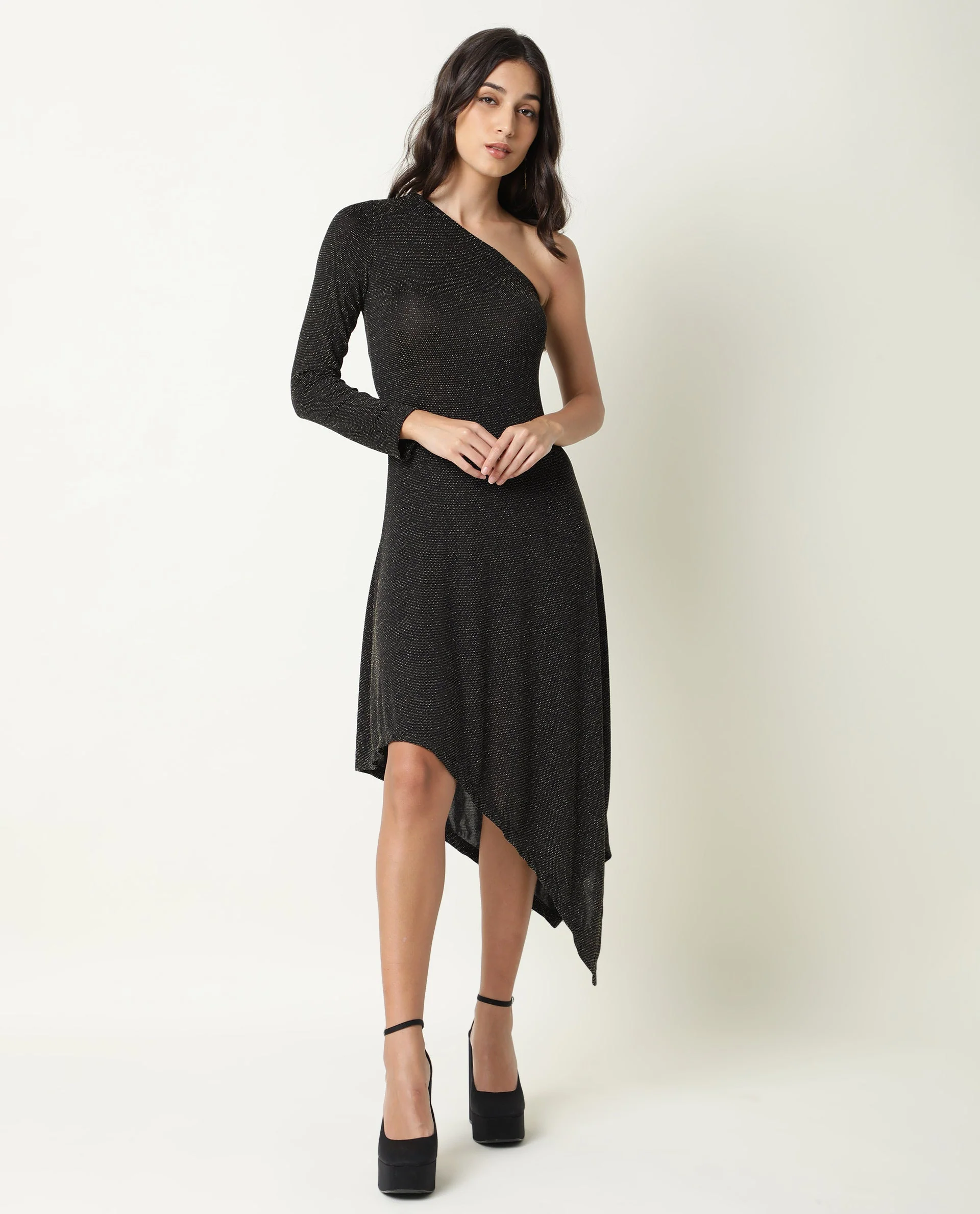 Rareism Women's Lelani Black Tube Neck Plain Knee Length Tailored Dress - Image 2
