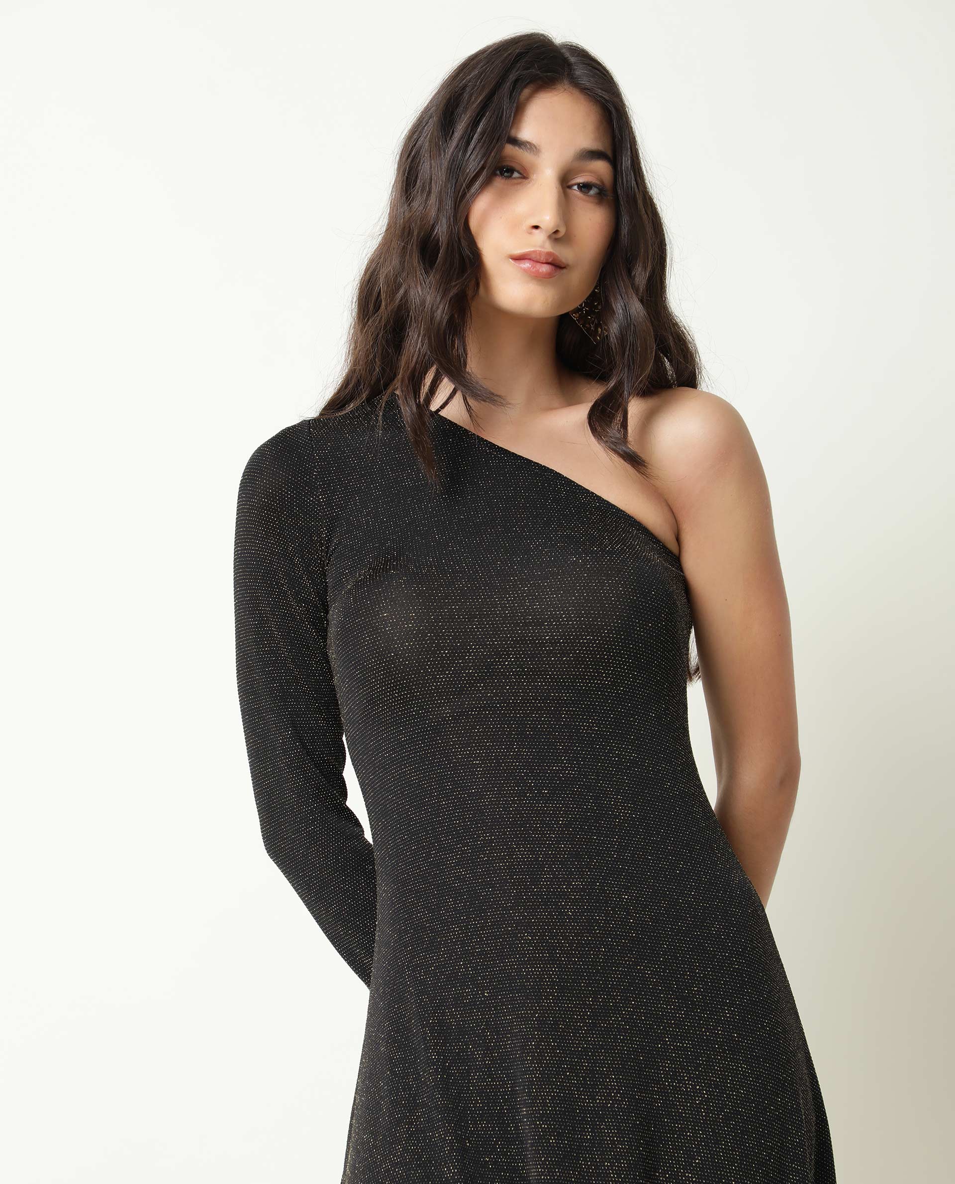 Rareism Women's Lelani Black Tube Neck Plain Knee Length Tailored Dress - Image 6