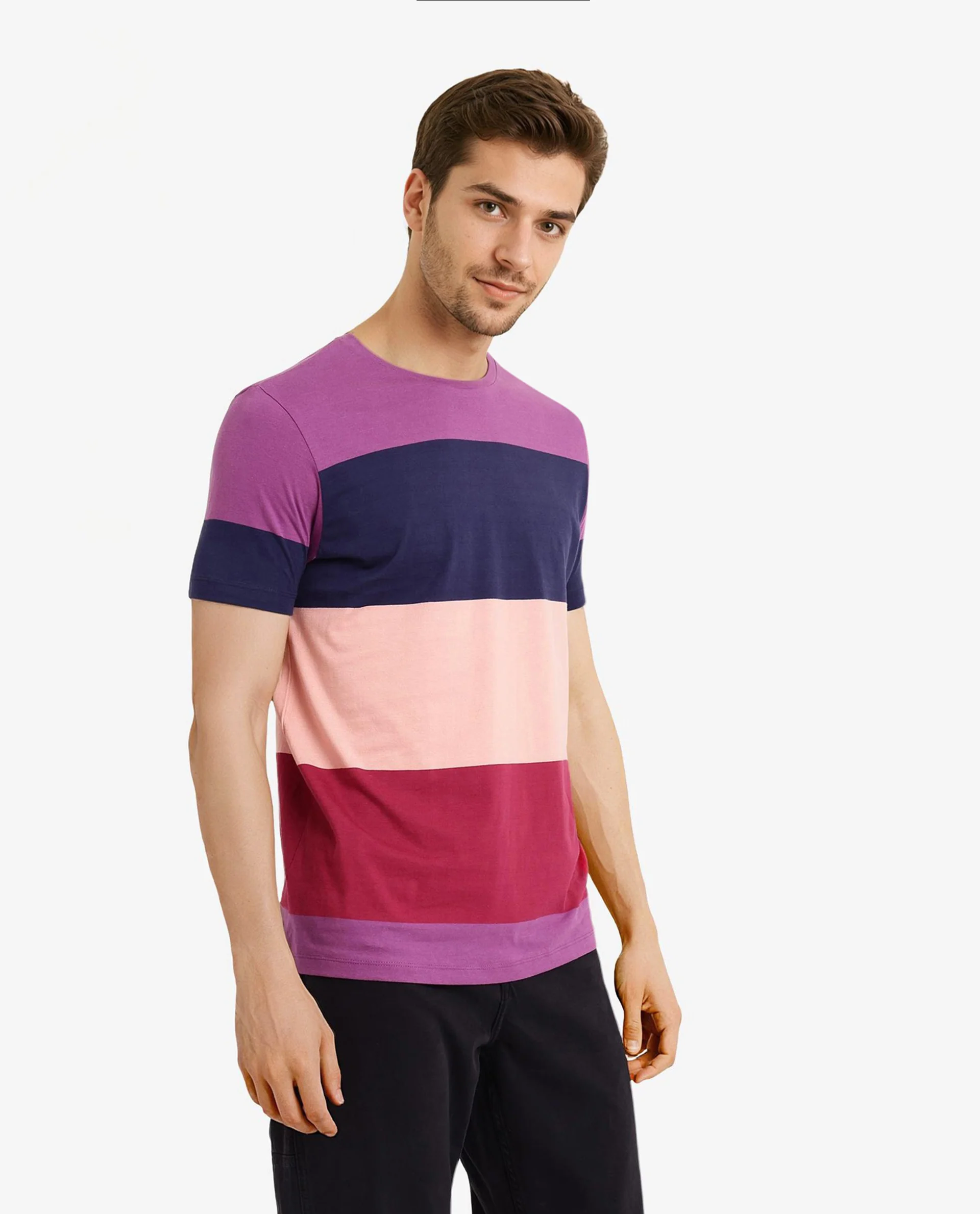 Rare Rabbit Men's Lemar Purple Cotton Ombre Slim Fit Half Sleeve Crew Neck T-Shirt - Image 6