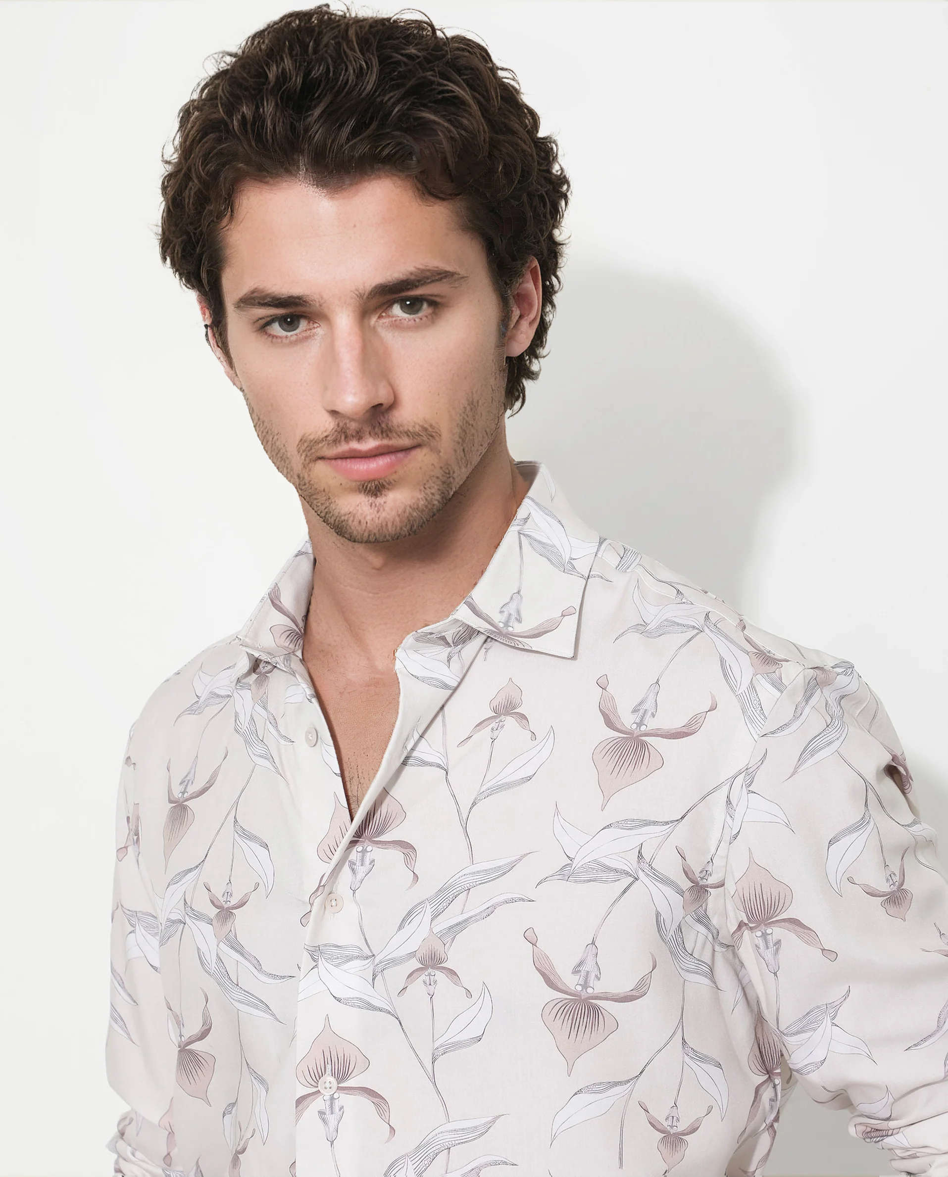 Rare Rabbit Men's Len Beige Cotton Floral Print Regular Fit Full Sleeve Collared Shirt - Image 4