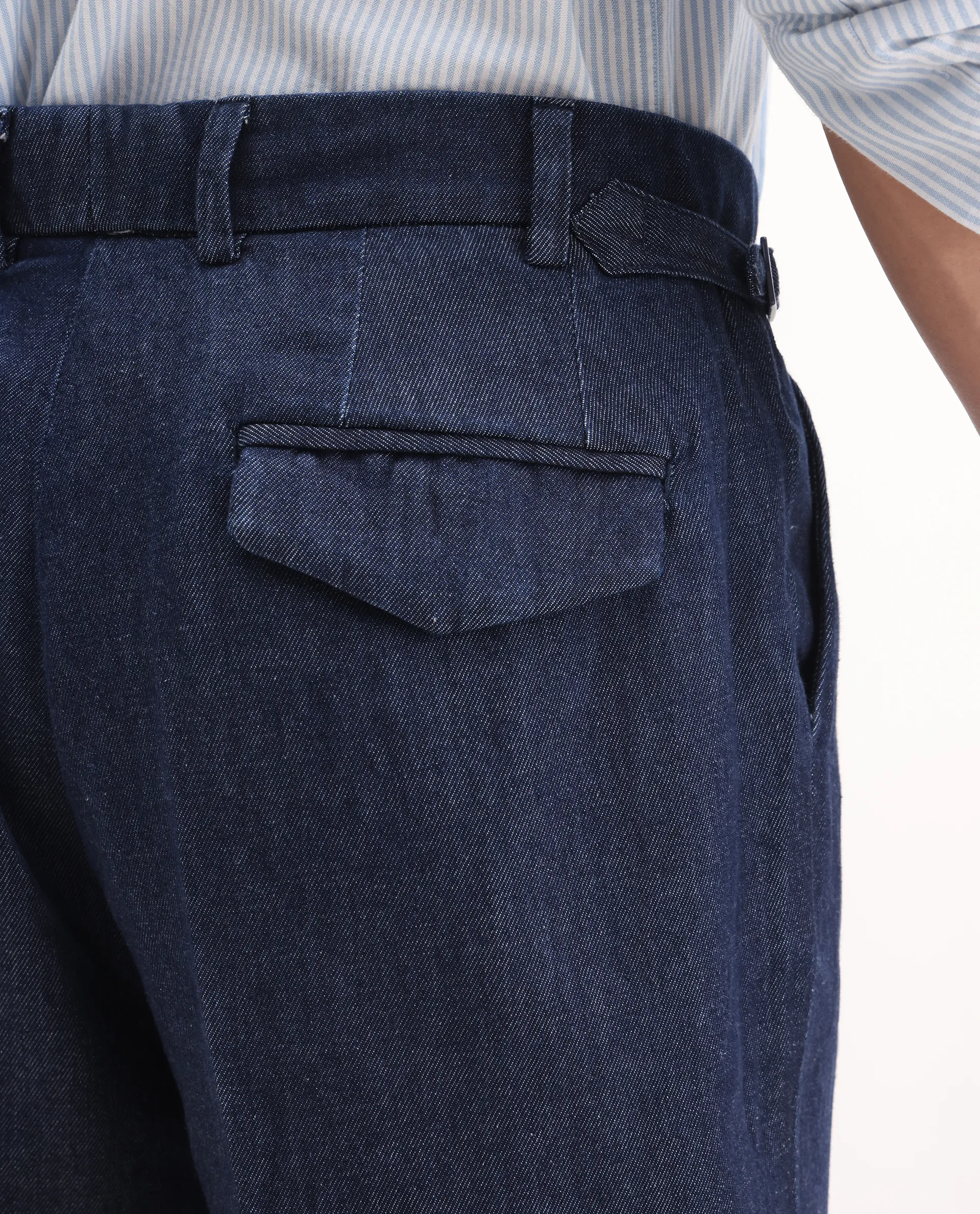 Rare Rabbit Men's Leni Blue Cotton Blend Plain Baggy Fit Gurkha Trouser - Image 7