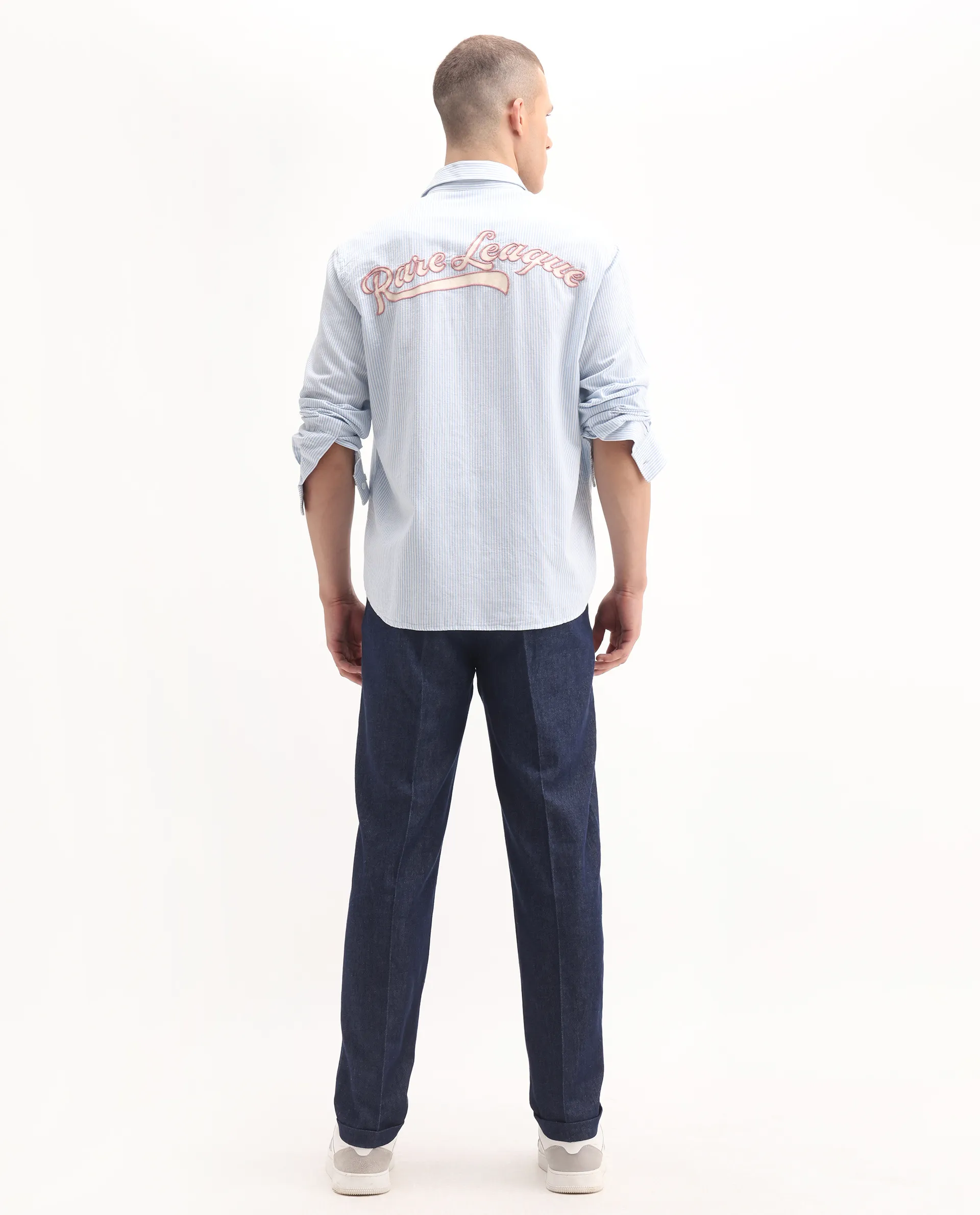 Rare Rabbit Men's Leni Blue Cotton Blend Plain Baggy Fit Gurkha Trouser - Image 8