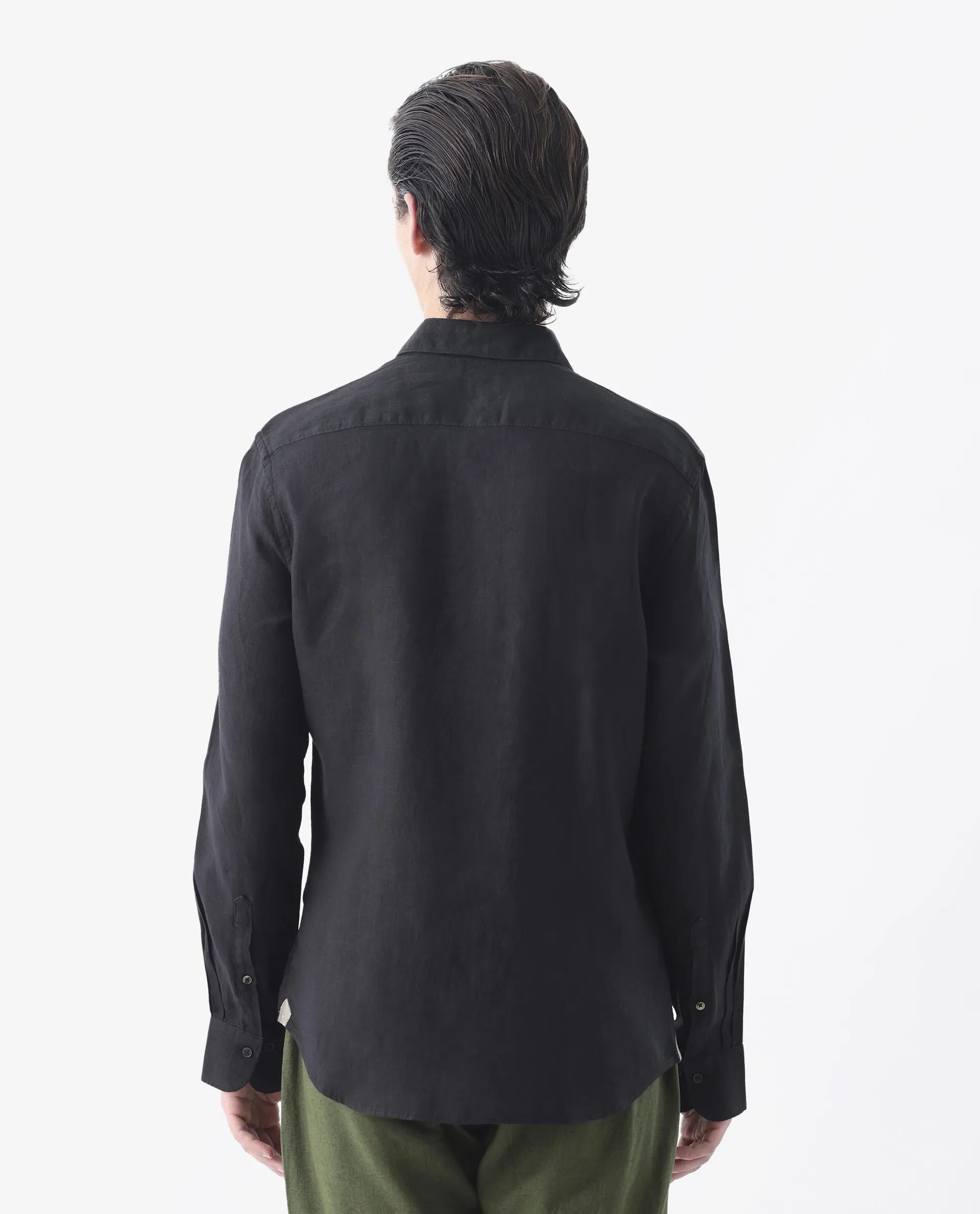 Rare Rabbit Men's Lenin Black 100% Linen Plain Regular Fit Full Sleeve Collared Shirt - Image 8