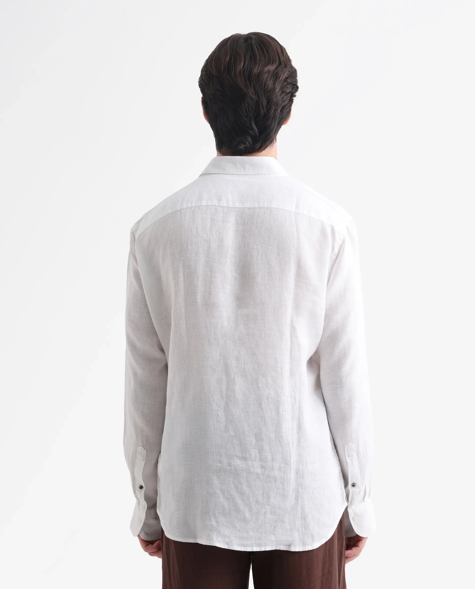 Rare Rabbit Men's Lenin White Linen Plain Regular Fit Full Sleeve Spread Collar Shirt - Image 8