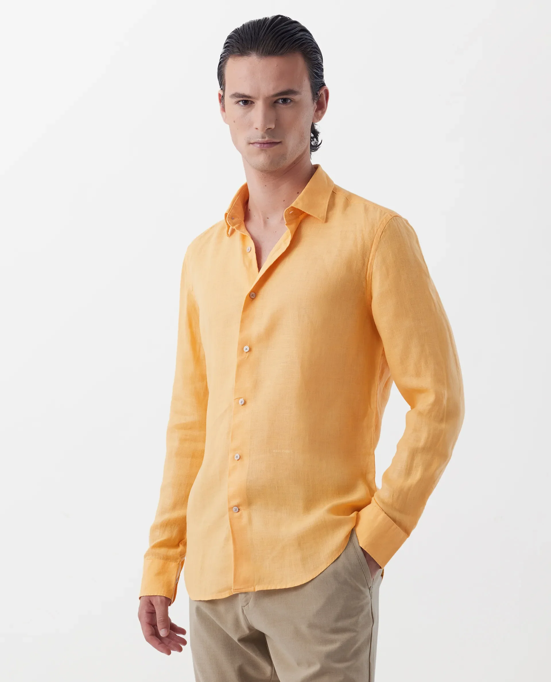 Rare Rabbit Men's Lenin Yellow 100% Linen Plain Regular Fit Full Sleeve Collared Shirt - Image 6