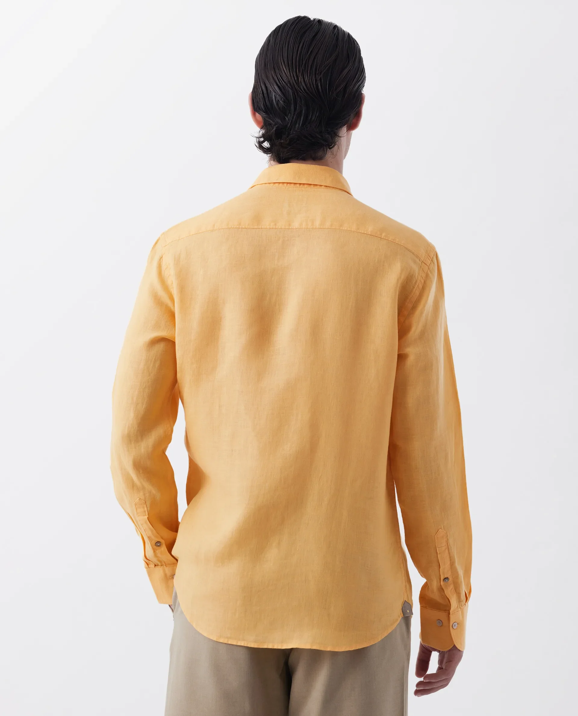 Rare Rabbit Men's Lenin Yellow 100% Linen Plain Regular Fit Full Sleeve Collared Shirt - Image 8