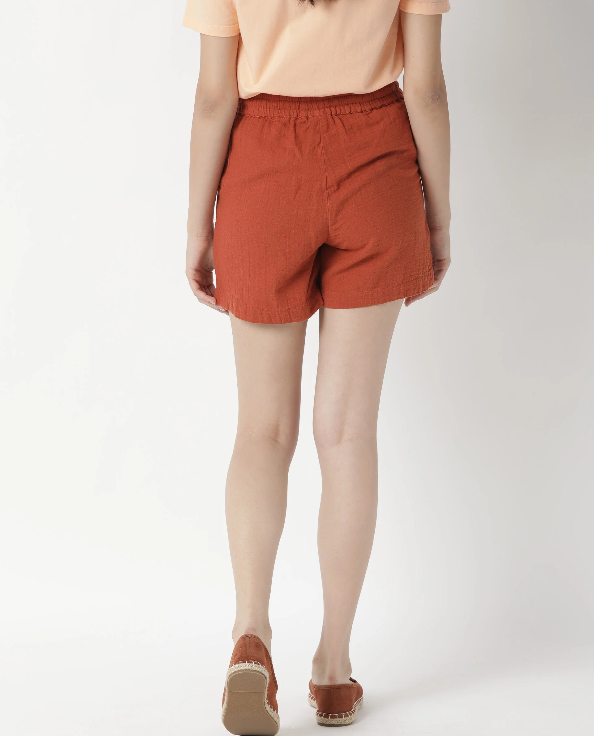 Rareism Womens Leno Rust Shorts Cotton Fabric Regular Fit Draw String Closure High Rise Waist Rise Above Knee/Mid Thigh Length - Image 8
