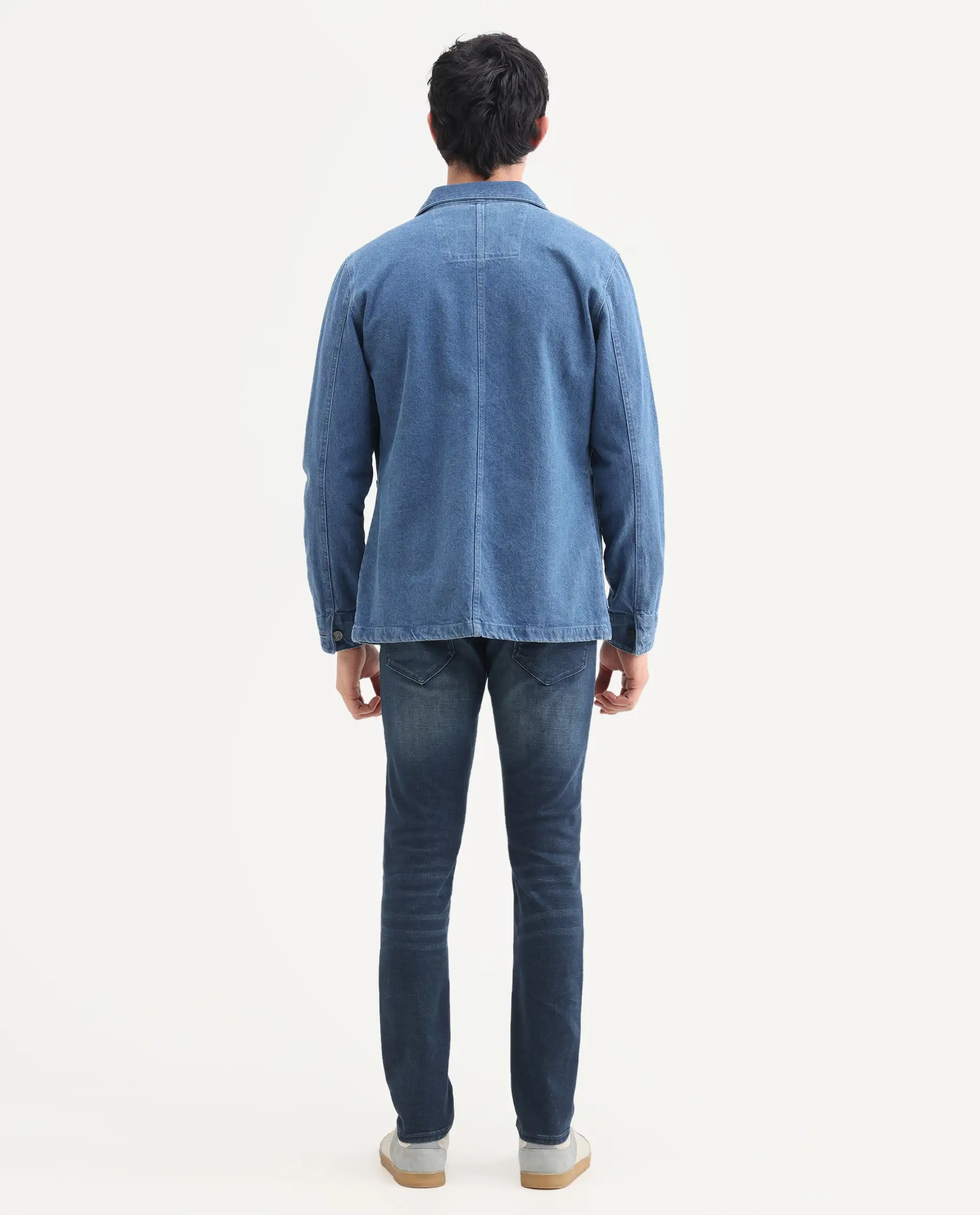 Rare Rabbit Men's Lenz D Dark Blue Cotton Blend Fabric Shank And Zipper Hawk Slim Plain Jeans - Image 8