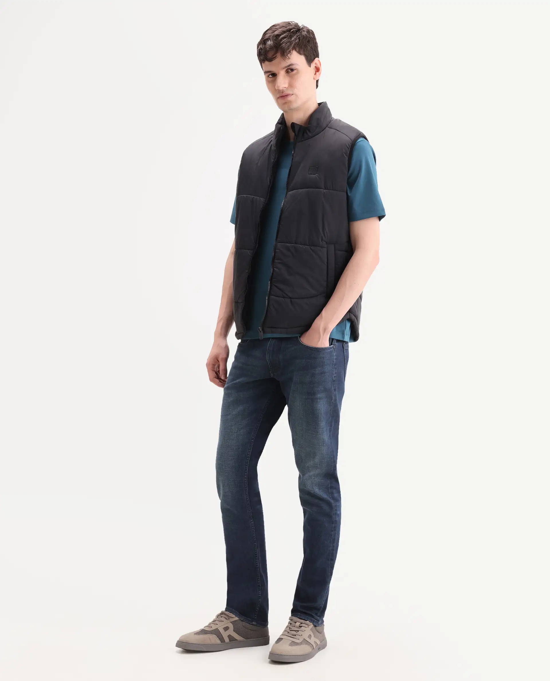 Rare Rabbit Men's Lenz L Blue Cotton Blend Fabric Shank And Zipper Hawk Slim Plain Jeans - Image 5