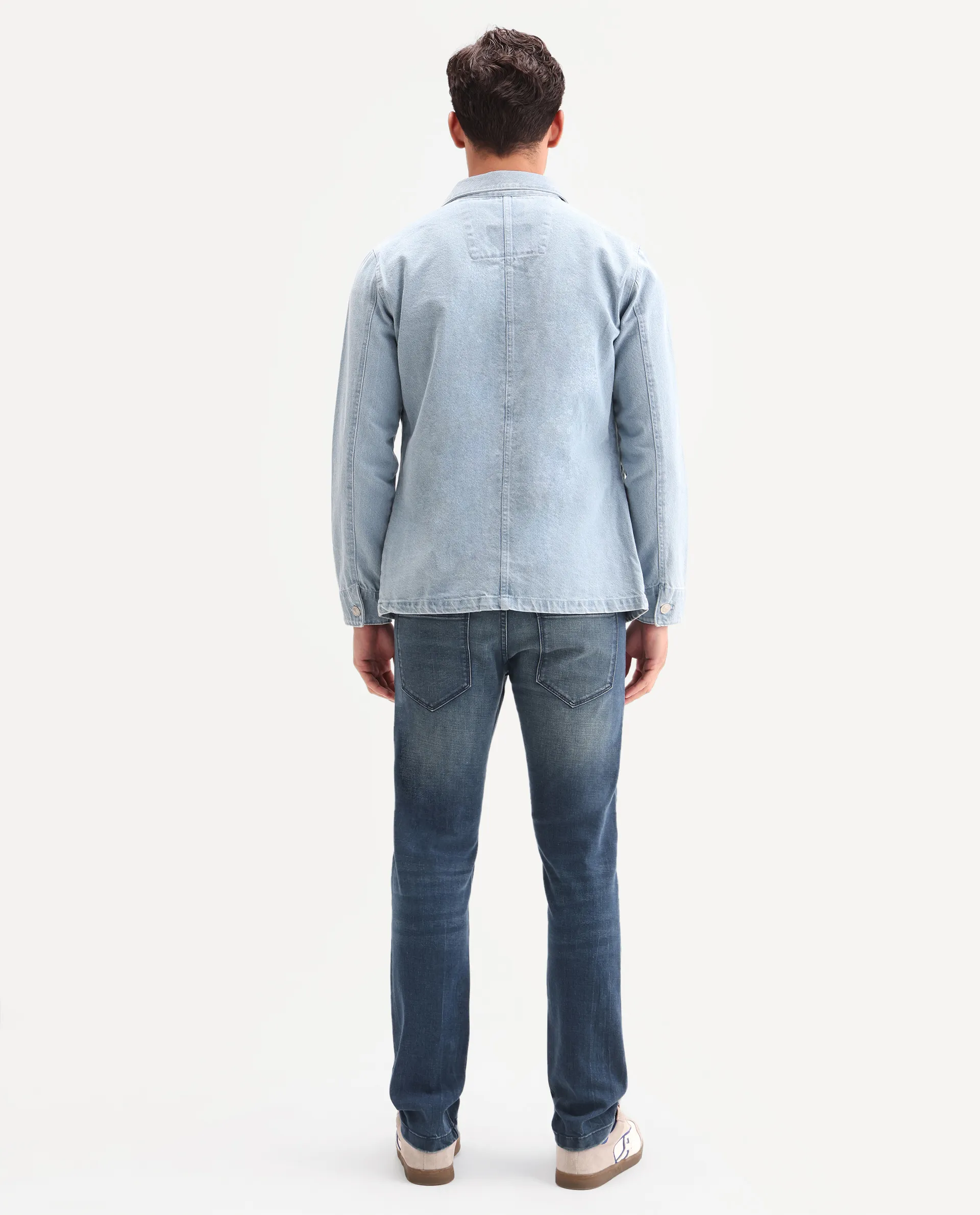 Rare Rabbit Men's Lenz S Blue Cotton Blend Fabric Shank And Zipper Hawk Slim Plain Jeans - Image 4