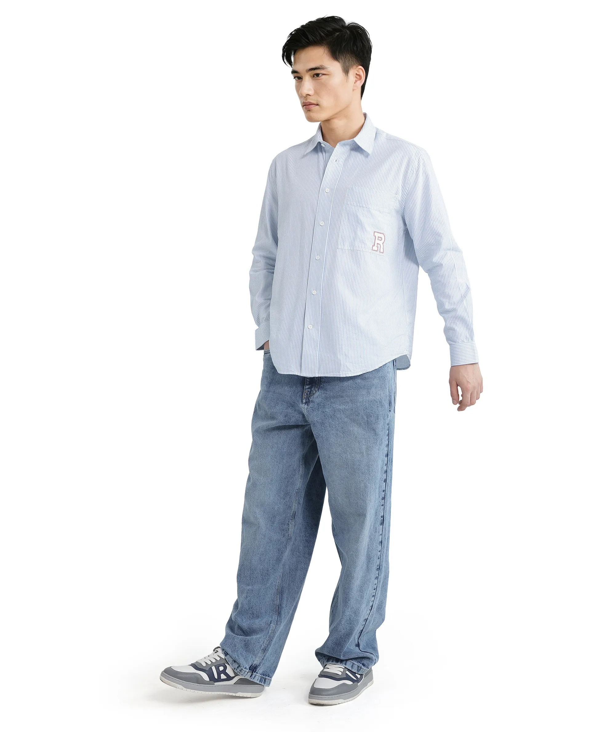 Rare Rabbit Men's Leor Blue Cotton Striped Print Regular Fit Full Sleeve Collared Shirt - Image 5
