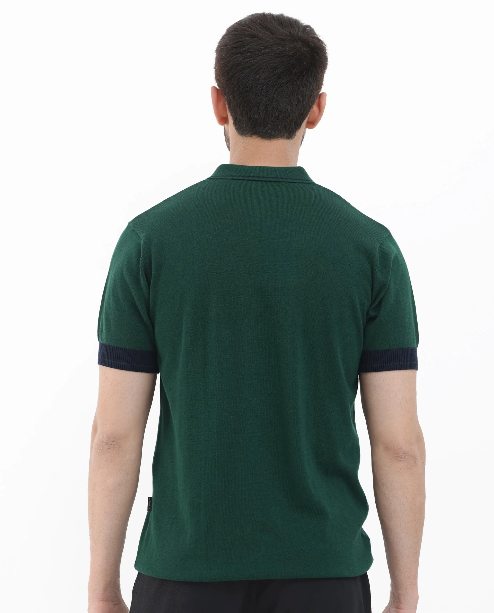 Rare Rabbit Men's Lester Green Cotton Jacquard Regular Fit Half Sleeve Polo - Image 9