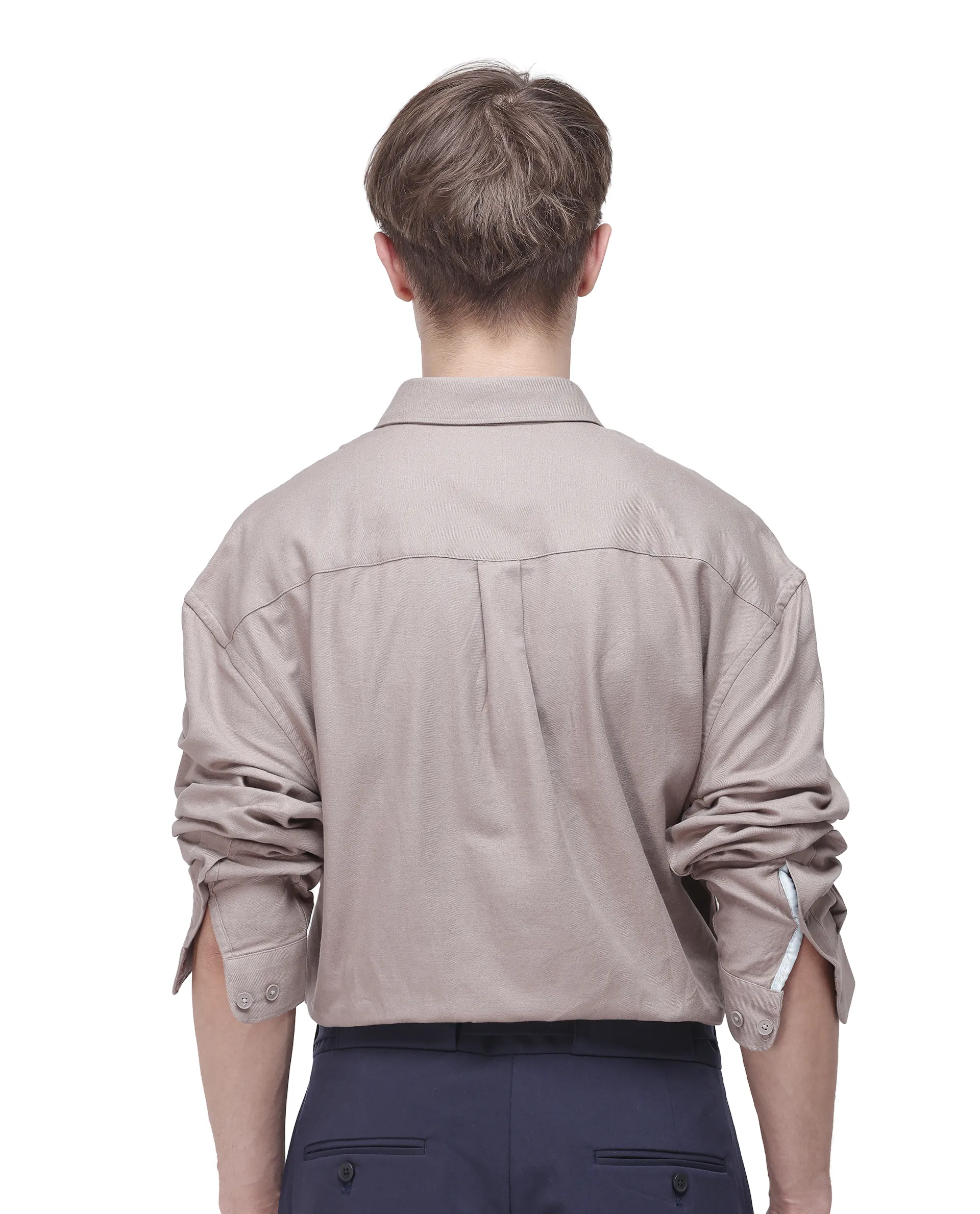 Rare Rabbit Men's Let Dark Beige Cotton Plain Boxy Fit Full Sleeve Collared Shirt - Image 7