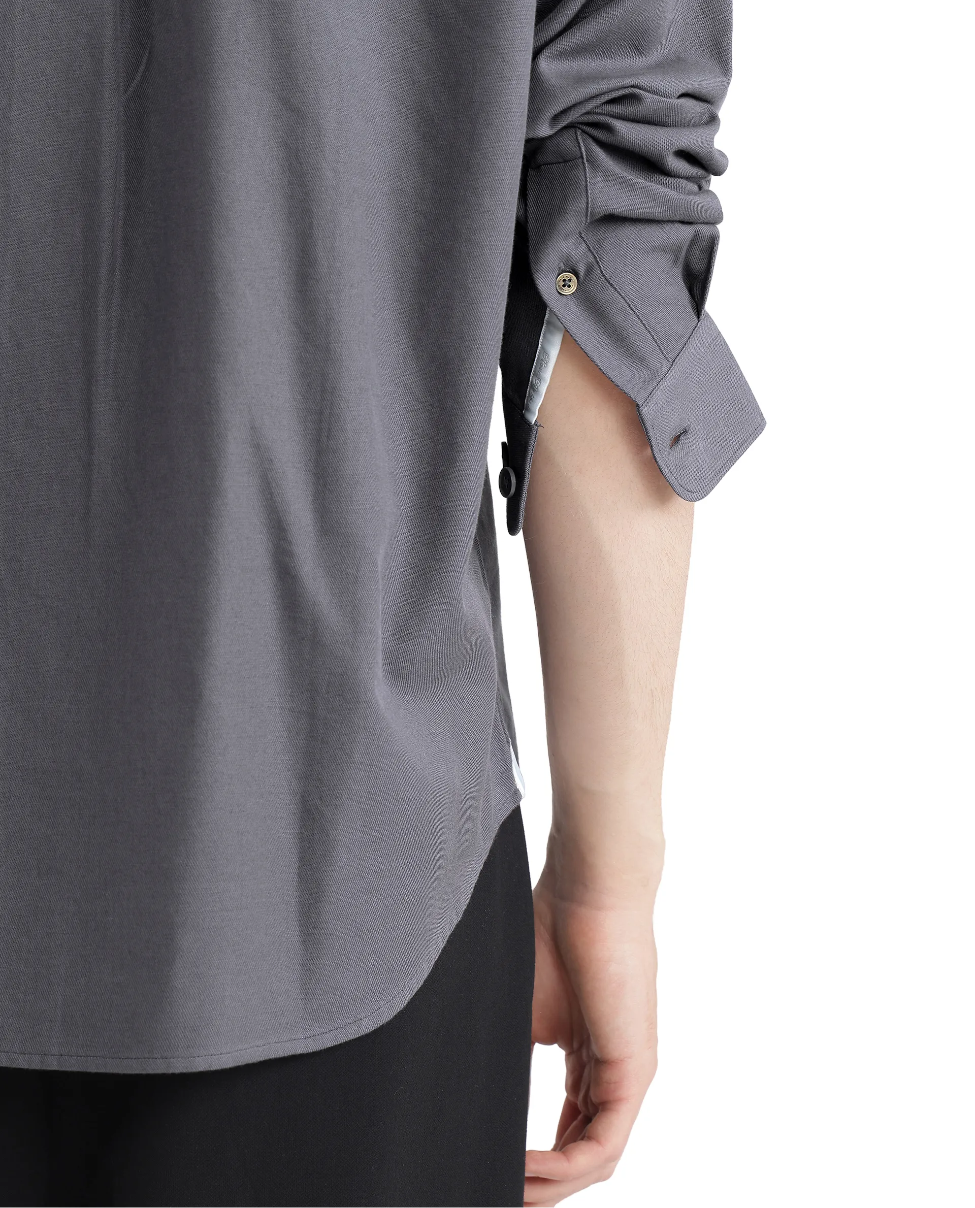 Rare Rabbit Men's Let Dark Grey Cotton Blend Plain Boxy Fit Full Sleeve Collared Shirt - Image 10