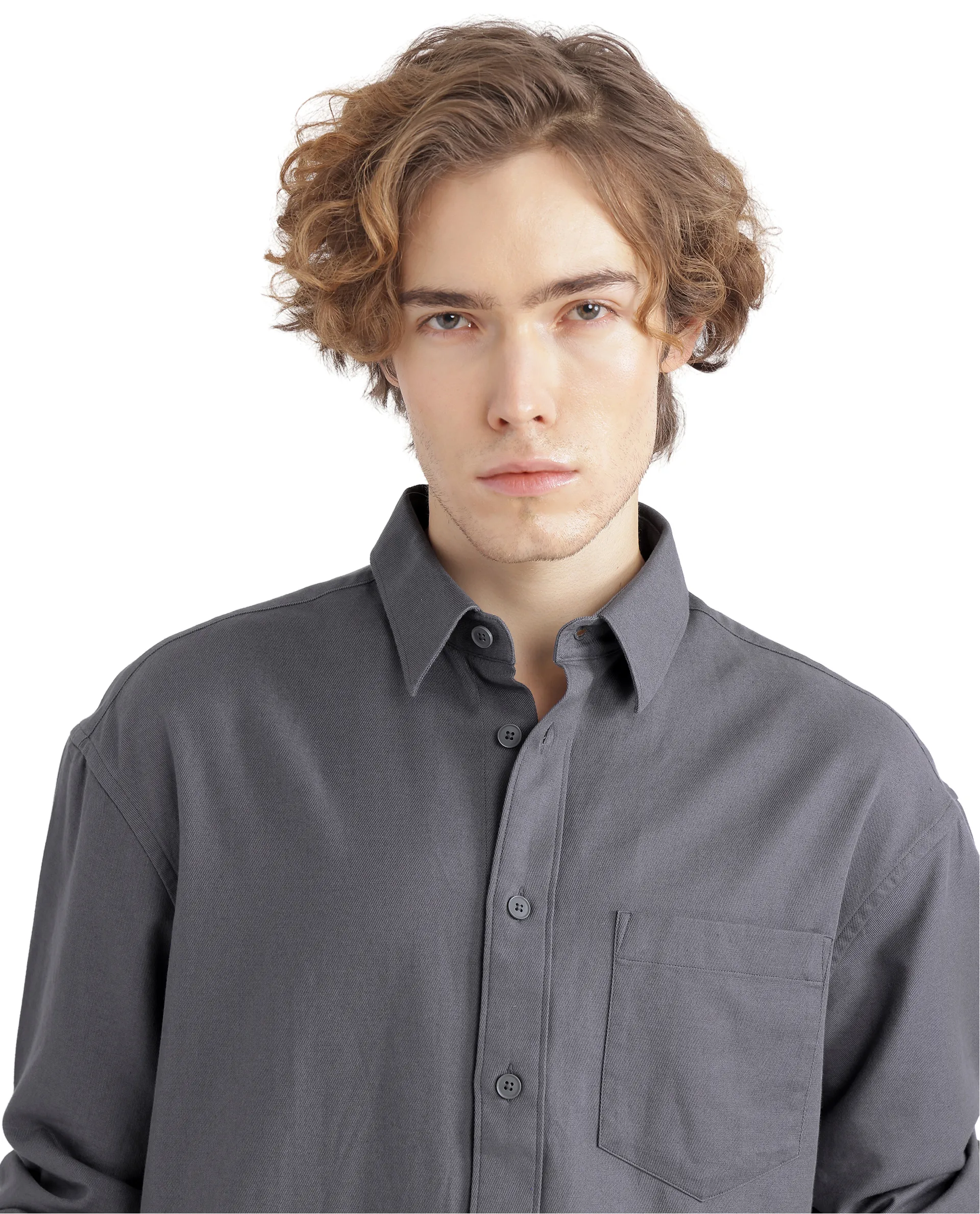 Rare Rabbit Men's Let Dark Grey Cotton Blend Plain Boxy Fit Full Sleeve Collared Shirt - Image 6