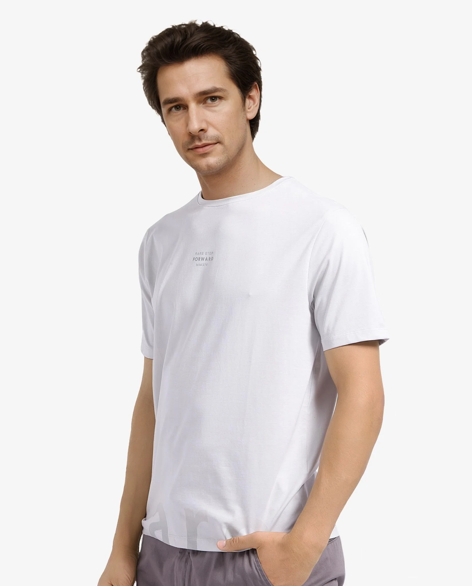 Rare Rabbit Men's Let Dark Grey Cotton Blend Graphic Print Regular Fit Half Sleeve Crew Neck T-Shirt - Image 5
