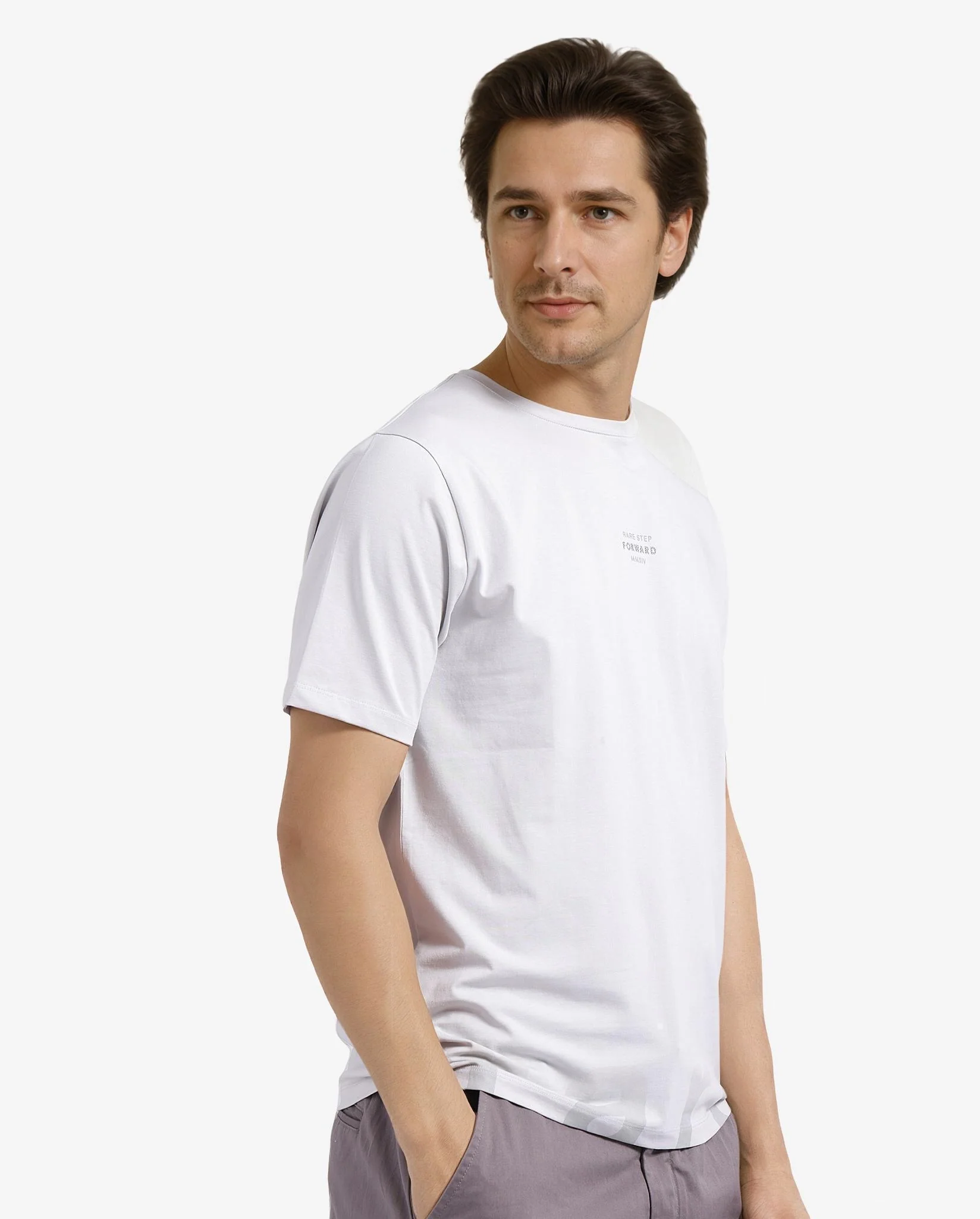 Rare Rabbit Men's Let Dark Grey Cotton Blend Graphic Print Regular Fit Half Sleeve Crew Neck T-Shirt - Image 6