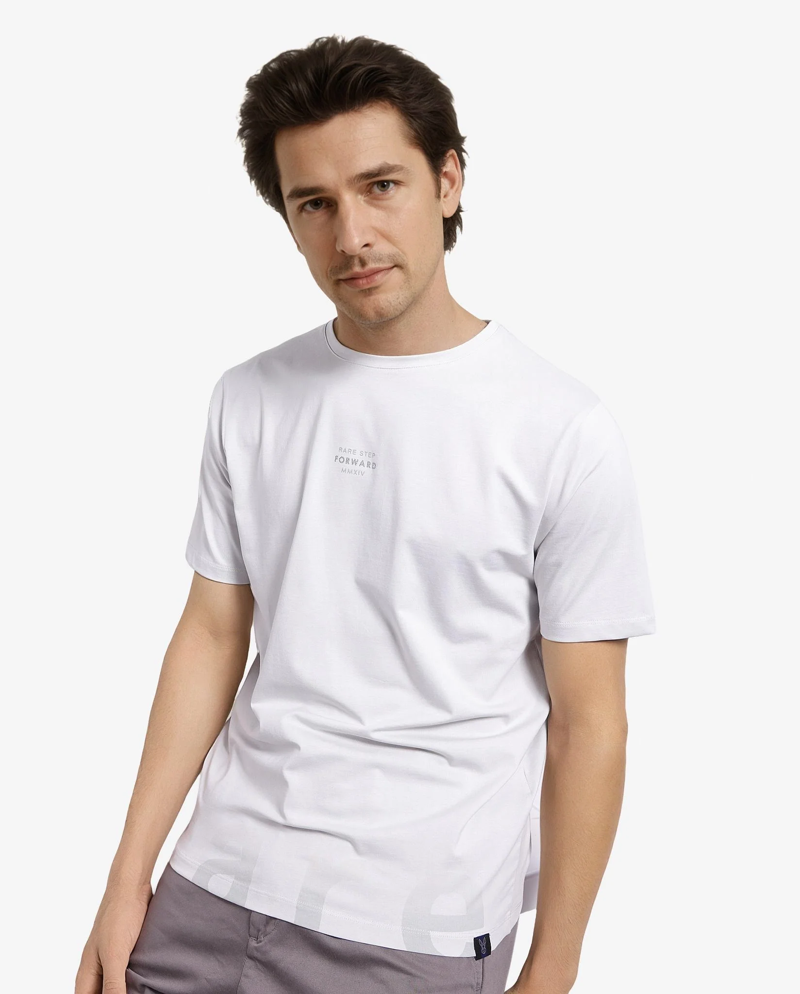 Rare Rabbit Men's Let Dark Grey Cotton Blend Graphic Print Regular Fit Half Sleeve Crew Neck T-Shirt - Image 8