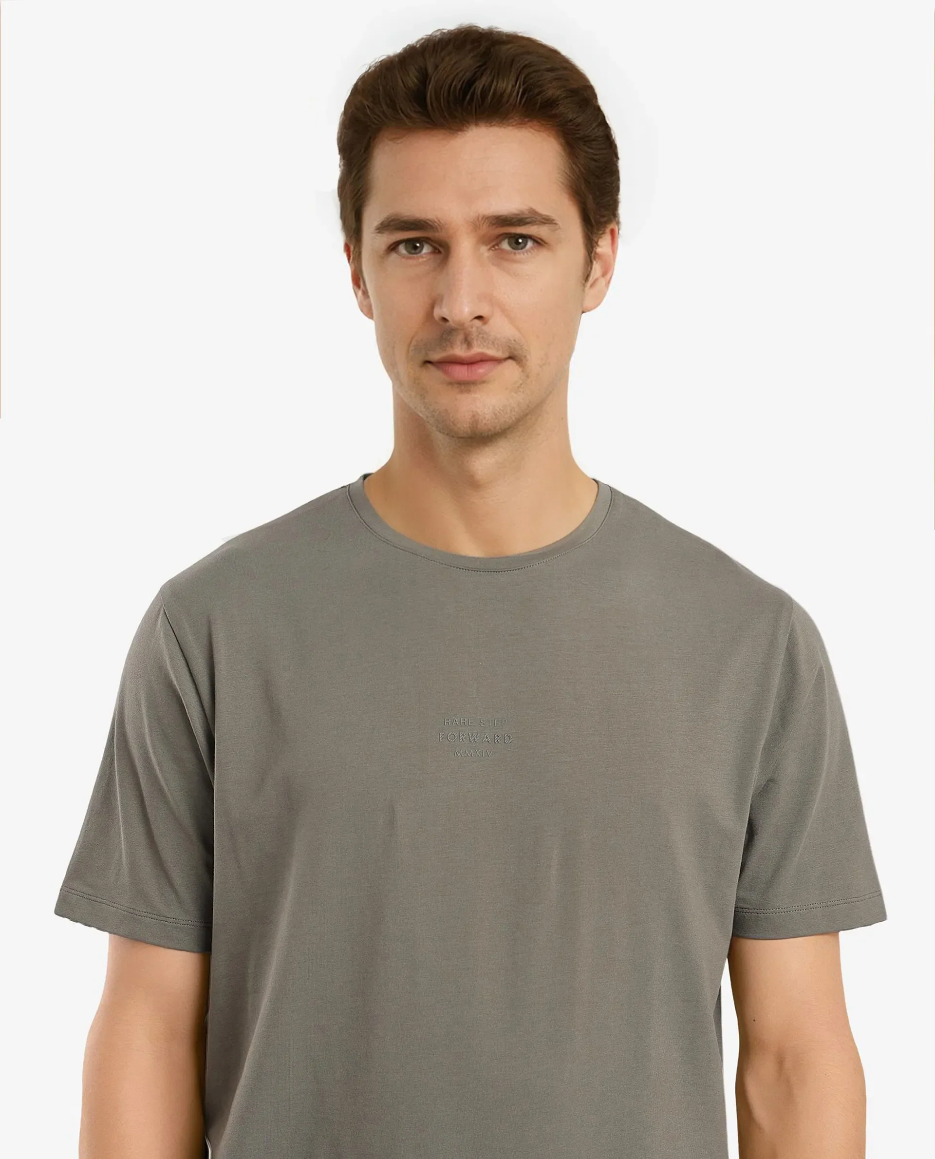 Rare Rabbit Men's Let Dusky Green Cotton Blend Graphic Print Regular Fit Half Sleeve Crew Neck T-Shirt - Image 4