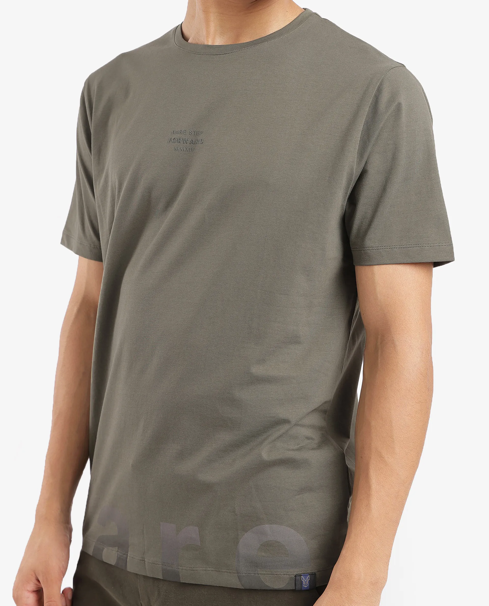 Rare Rabbit Men's Let Dusky Green Cotton Blend Graphic Print Regular Fit Half Sleeve Crew Neck T-Shirt - Image 5