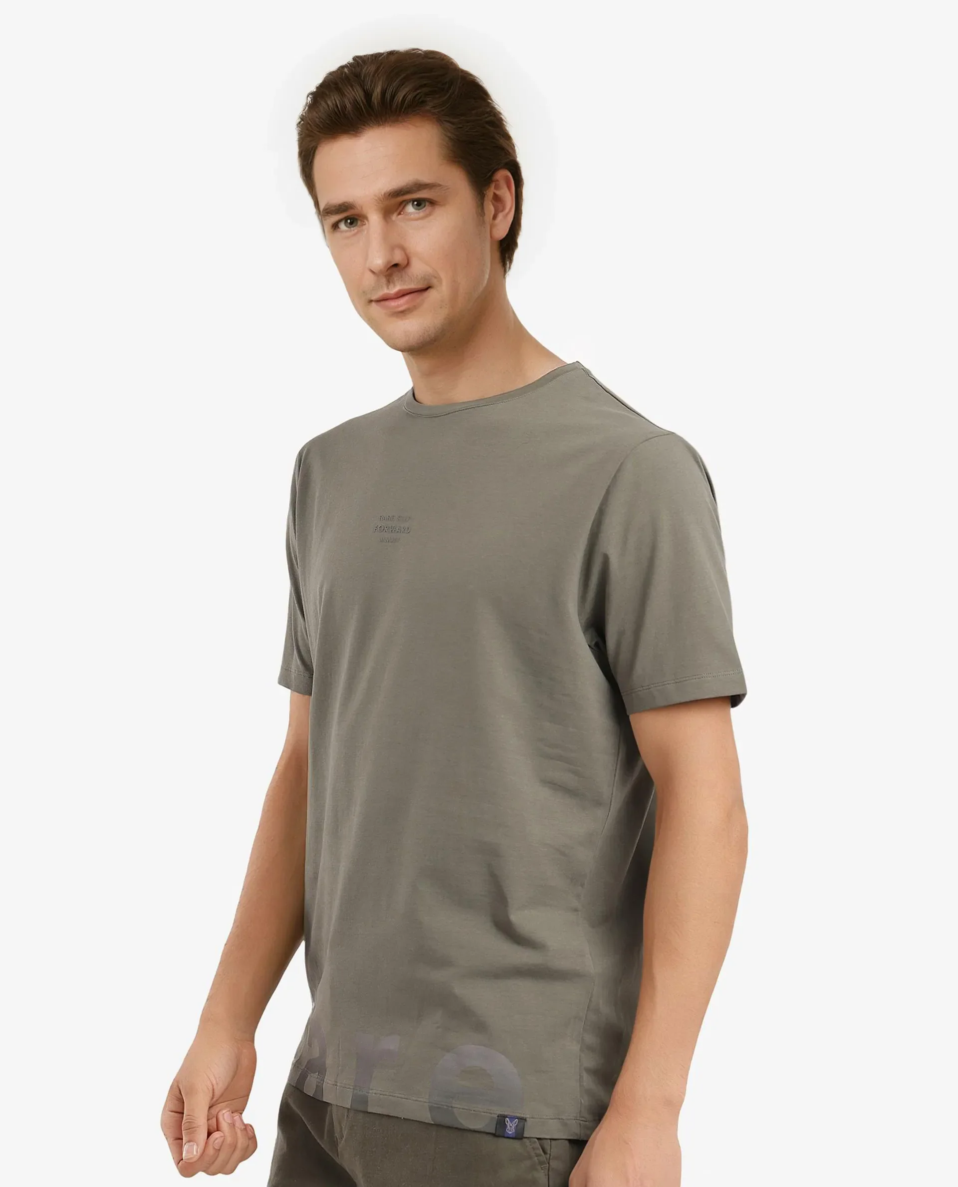 Rare Rabbit Men's Let Dusky Green Cotton Blend Graphic Print Regular Fit Half Sleeve Crew Neck T-Shirt - Image 8