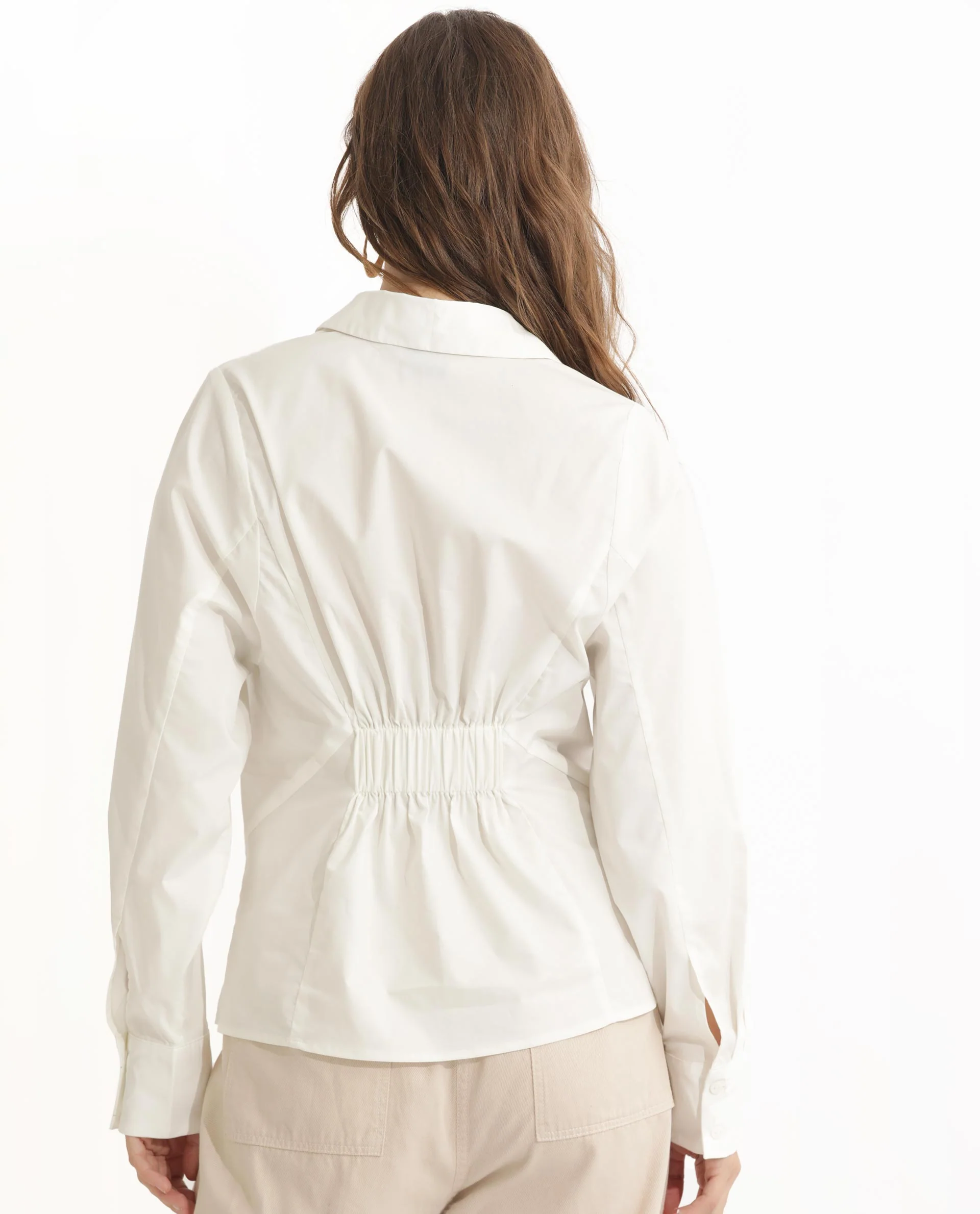 Rareism Women's Letizia Off White Cotton Blend Spread Collar Plain Relaxed Fit Shirt - Image 10