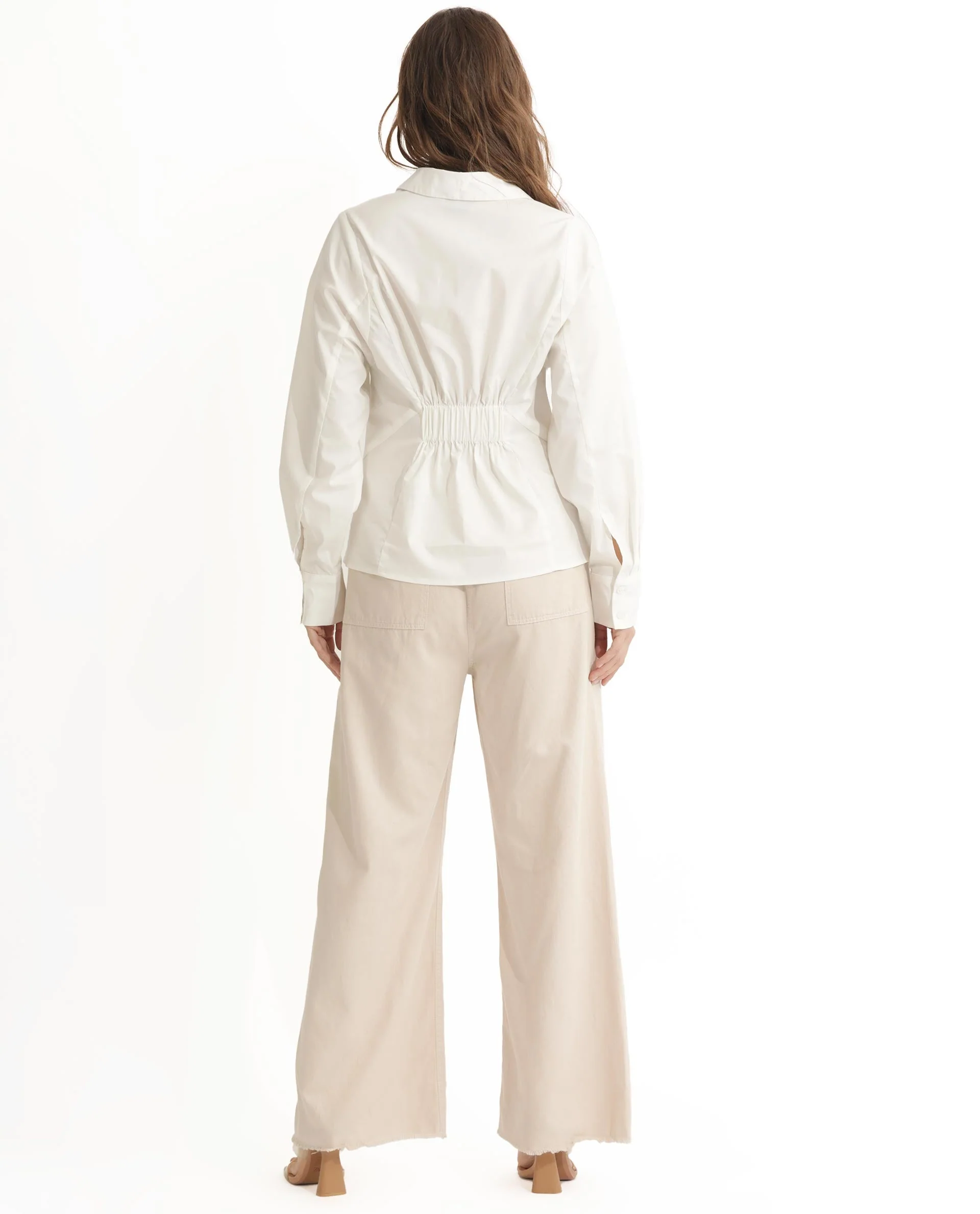 Rareism Women's Letizia Off White Cotton Blend Spread Collar Plain Relaxed Fit Shirt - Image 11