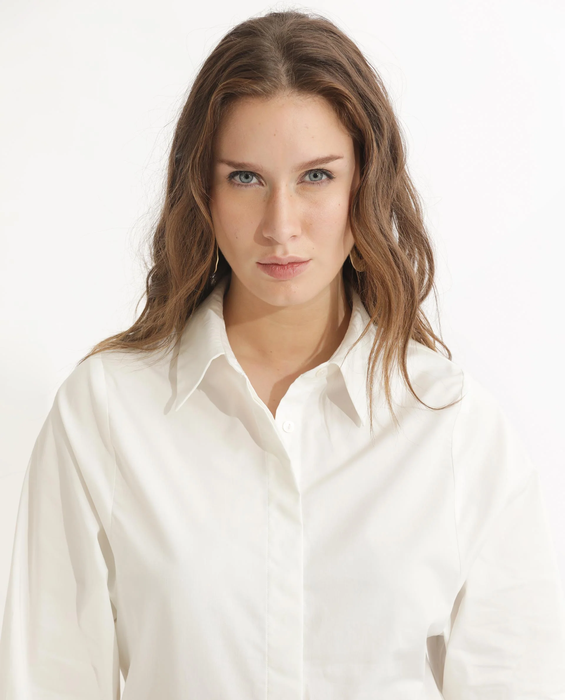 Rareism Women's Letizia Off White Cotton Blend Spread Collar Plain Relaxed Fit Shirt - Image 6