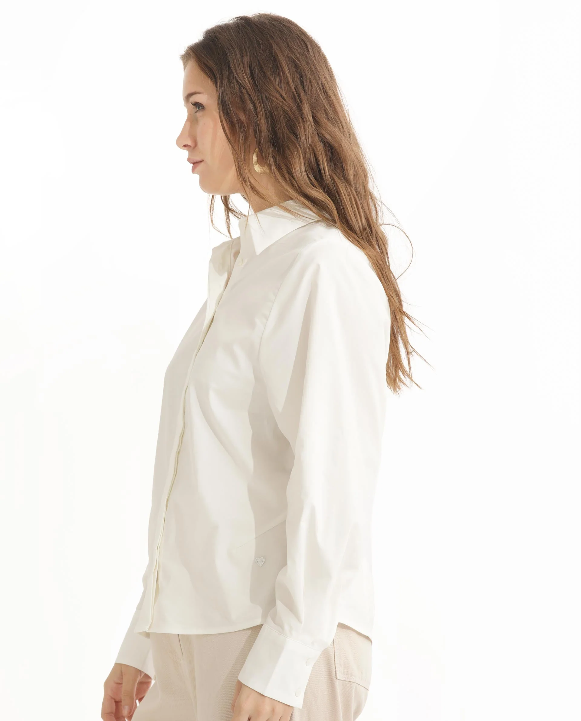 Rareism Women's Letizia Off White Cotton Blend Spread Collar Plain Relaxed Fit Shirt - Image 8