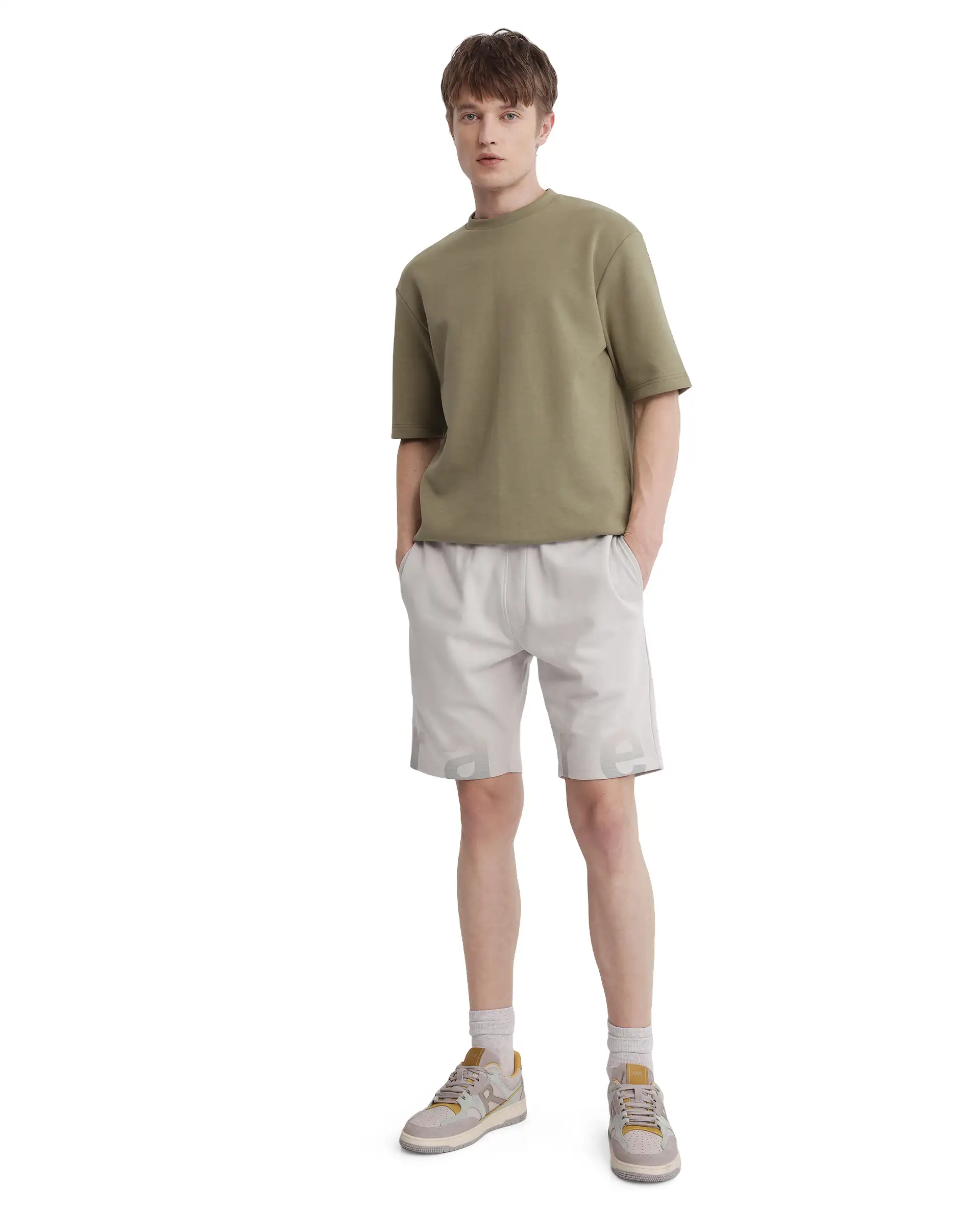 Rare Rabbit Men's Lets Dark Grey Cotton Graphic Print Regular Fit Shorts - Image 2