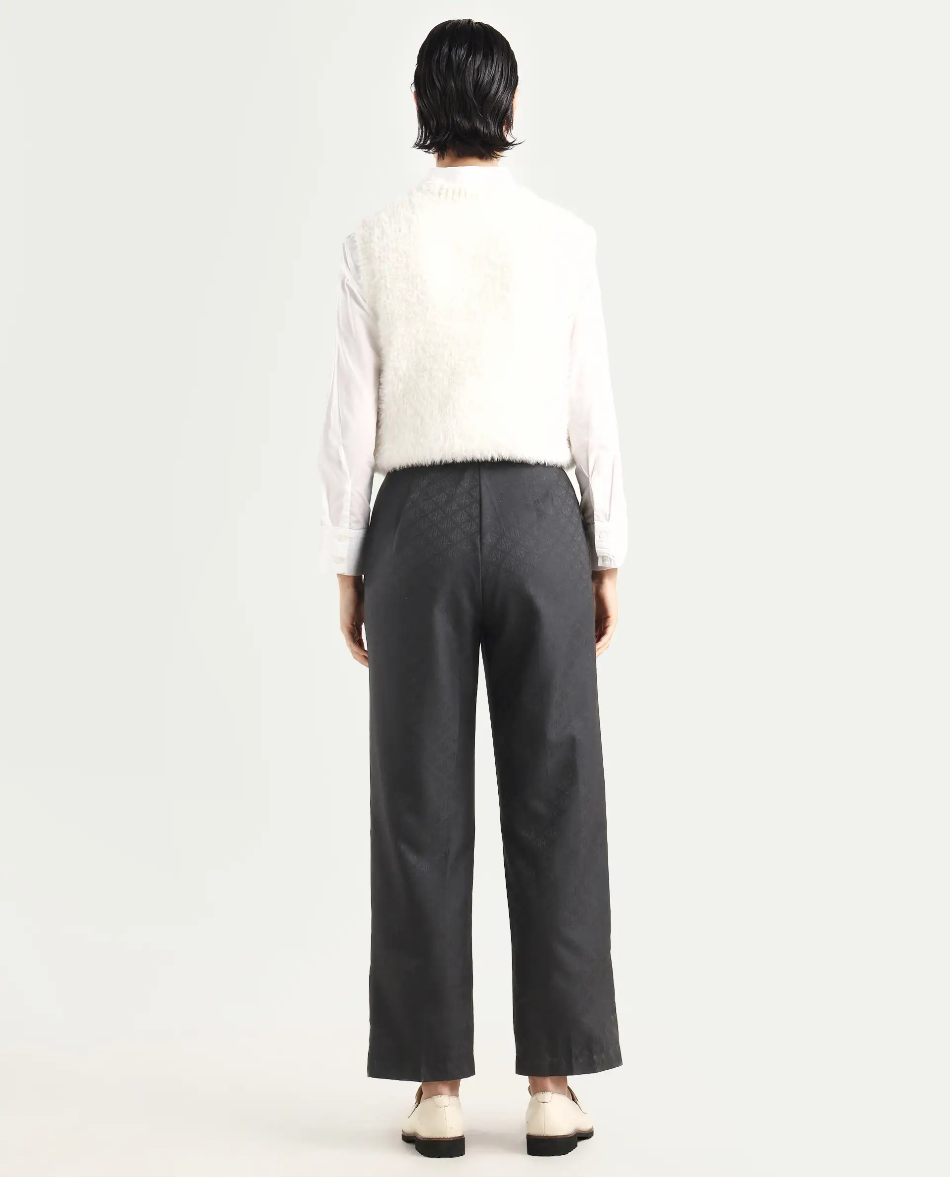 Rareism Women's Levels Black Polyester Plain Ankle Length Tapered Trouser - Image 7