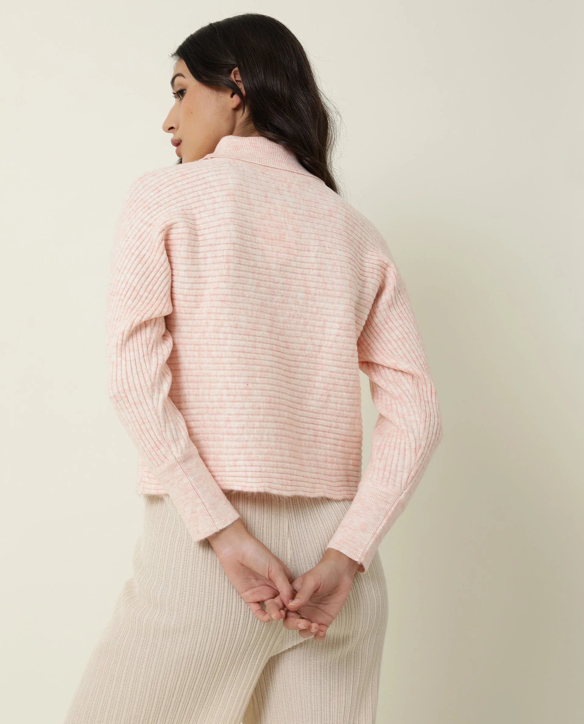 Rareism Women's Levour Pink Acrylic Turtle Neck Plain Relaxed Fit Sweater - Image 10