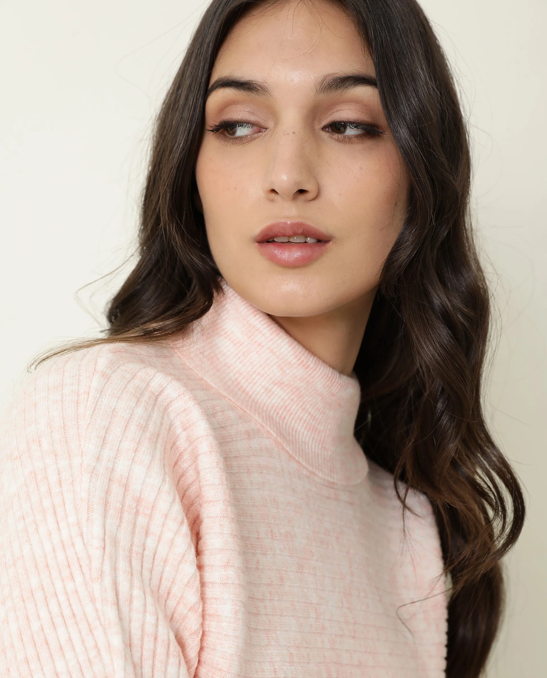 Rareism Women's Levour Pink Acrylic Turtle Neck Plain Relaxed Fit Sweater - Image 7
