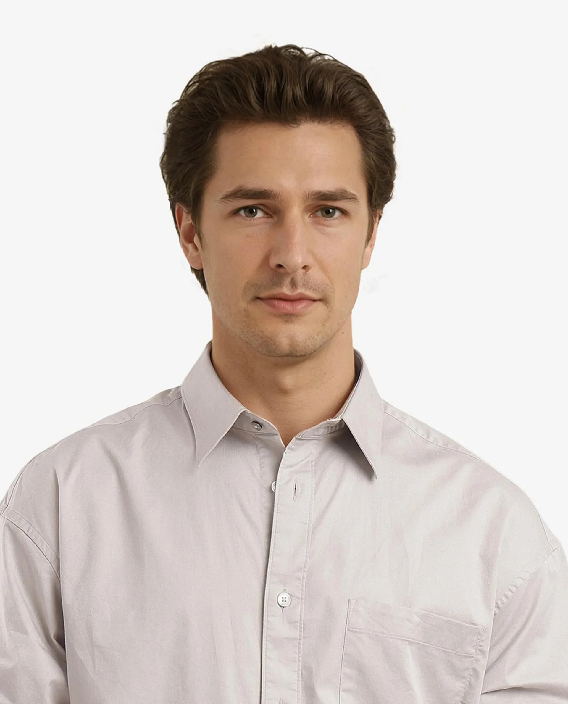 Rare Rabbit Men's Lewi Light Grey Cotton Plain Boxy Fit Full Sleeve Collared Shirt - Image 5