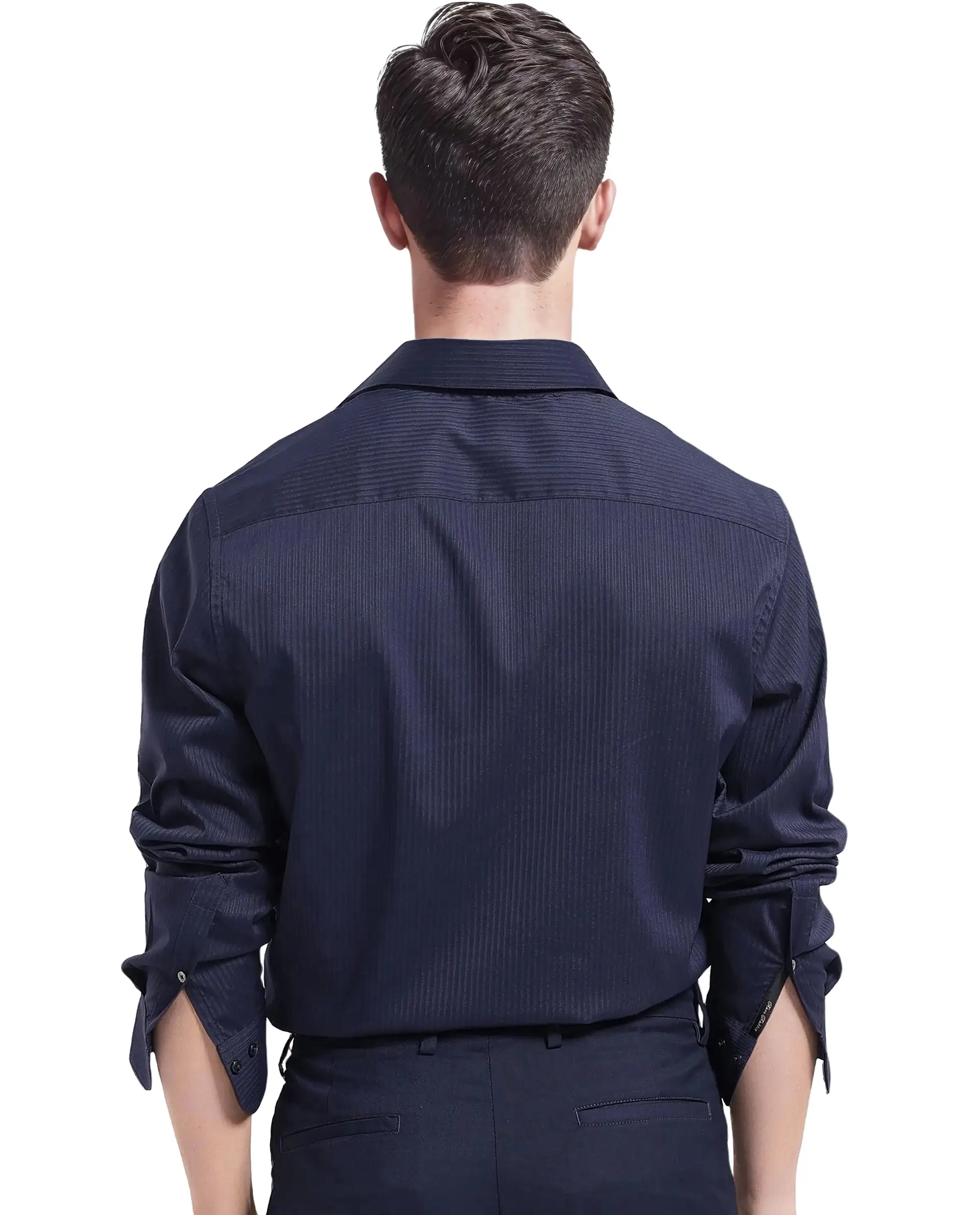Rare Rabbit Men's Lews Navy Cotton Plain Regular Fit Full Sleeve Collared Shirt - Image 4