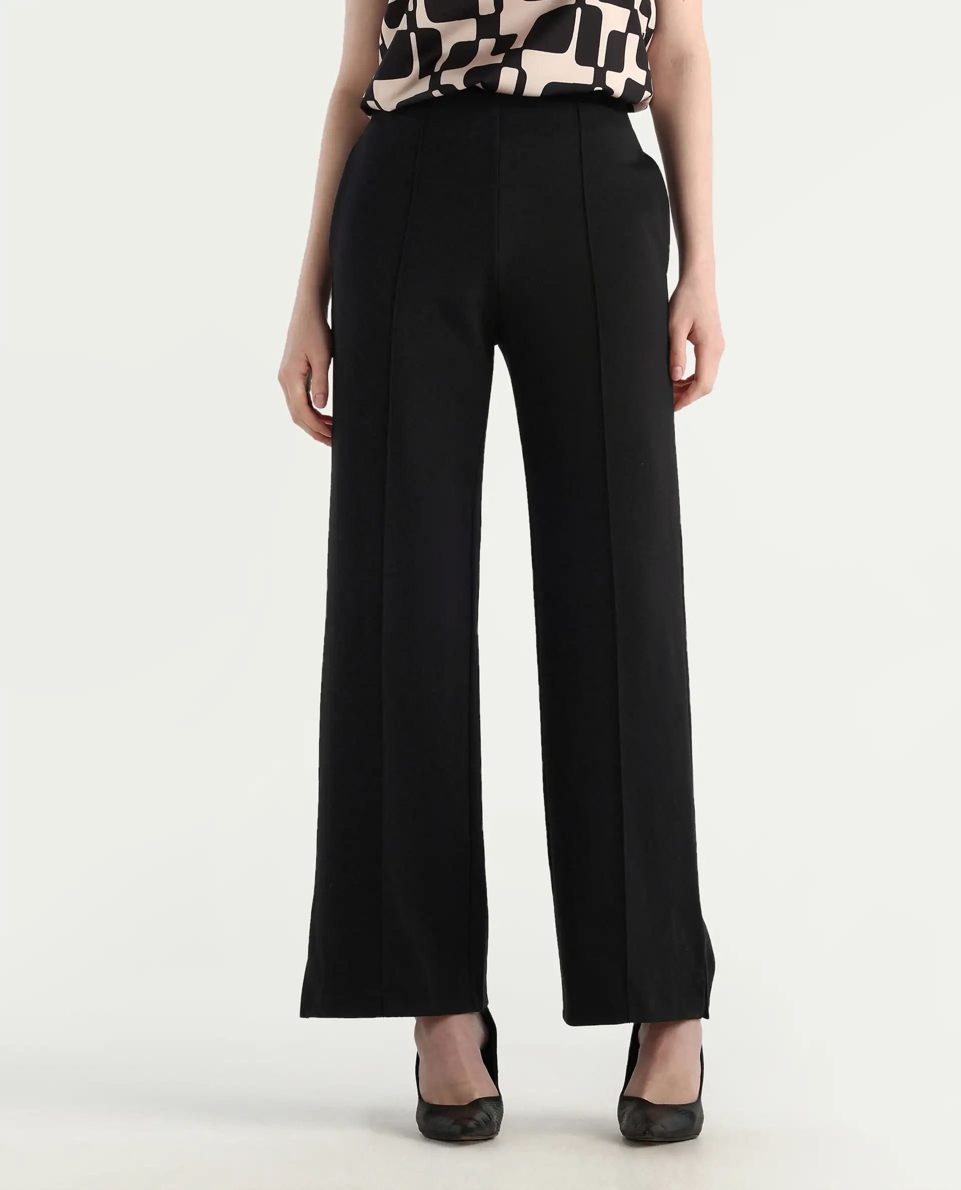 Rareism Women's Lex Black Cotton Blend Straight Fit Track Pant - Image 3