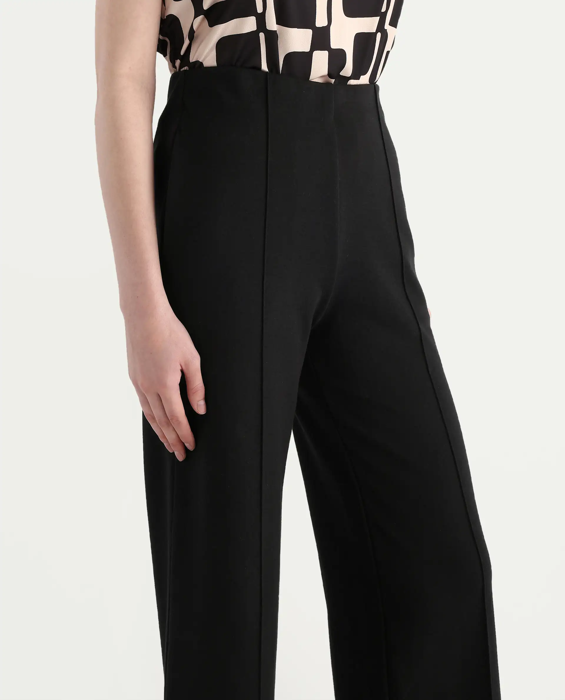Rareism Women's Lex Black Cotton Blend Straight Fit Track Pant - Image 4