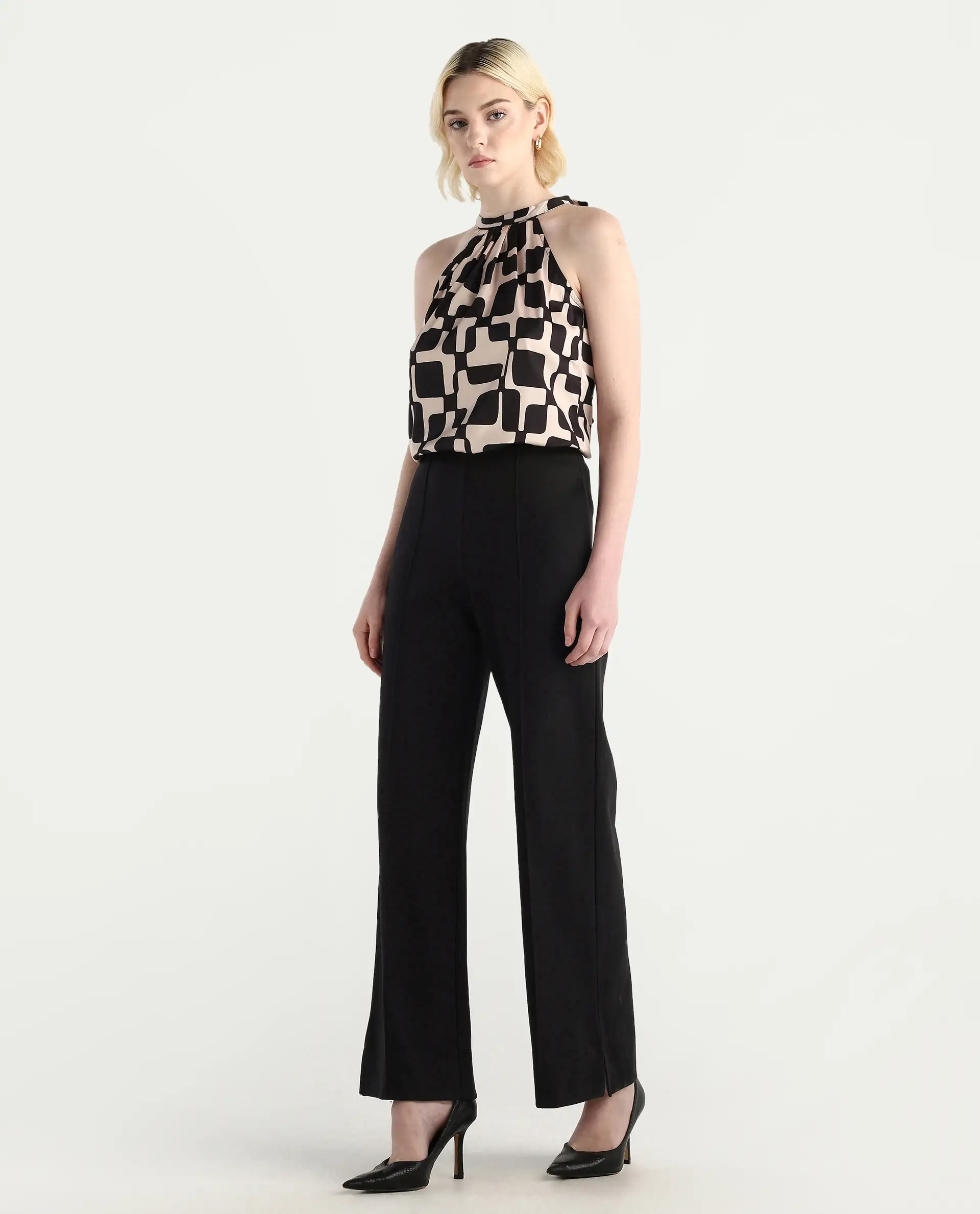 Rareism Women's Lex Black Cotton Blend Straight Fit Track Pant - Image 5