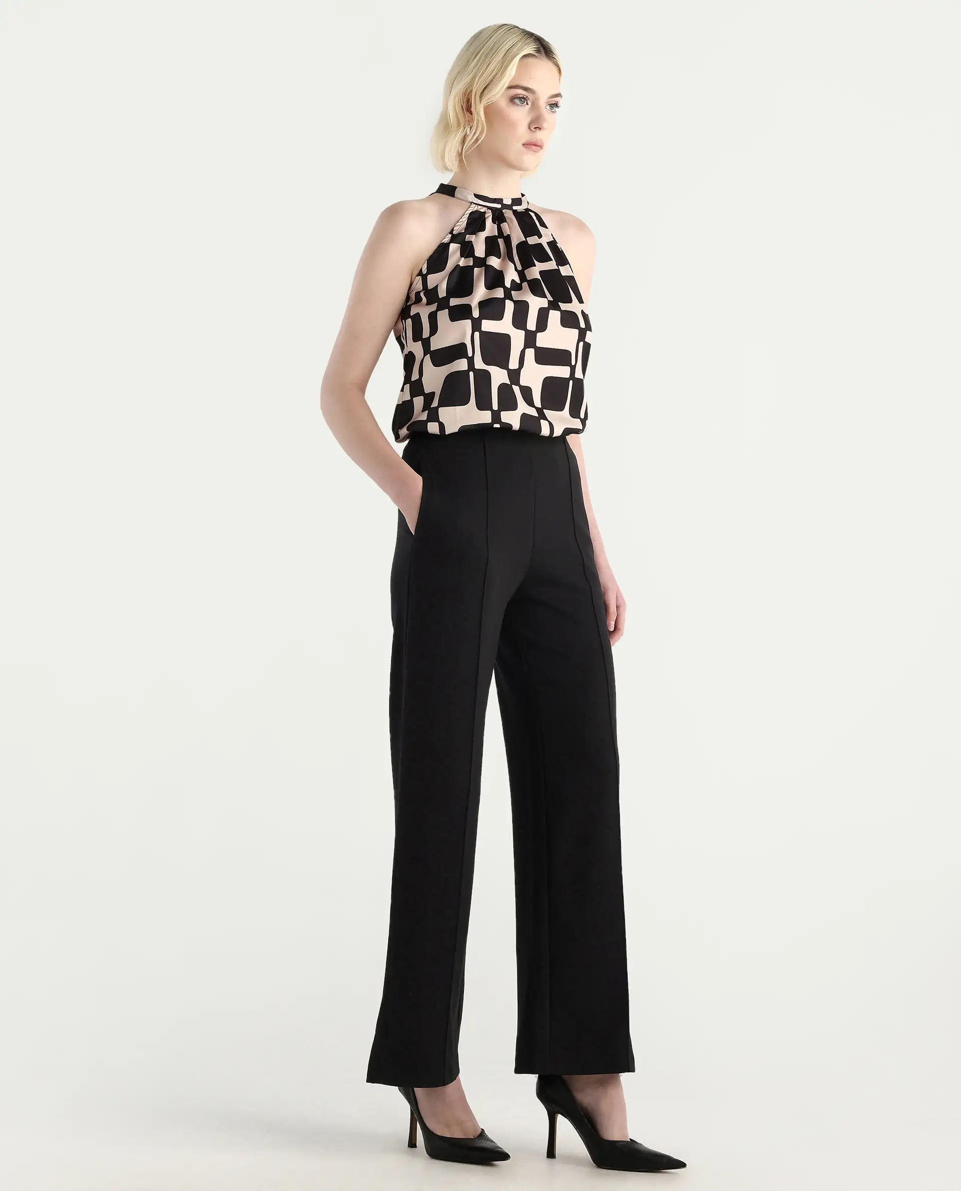 Rareism Women's Lex Black Cotton Blend Straight Fit Track Pant - Image 6
