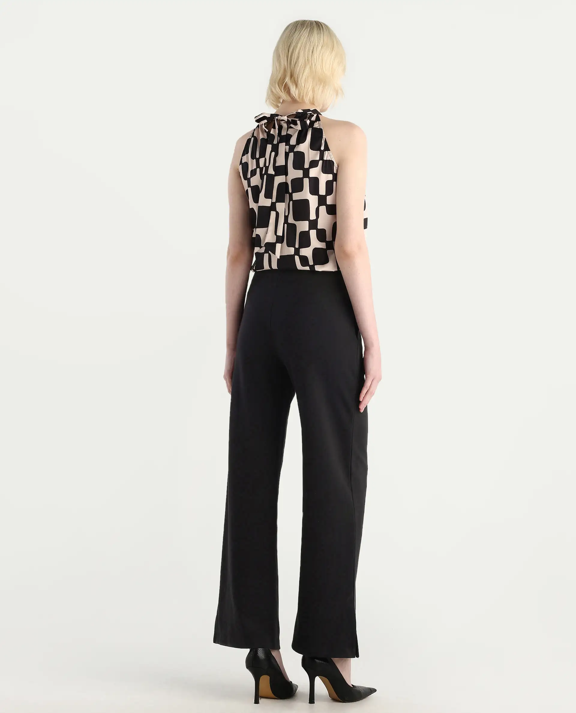 Rareism Women's Lex Black Cotton Blend Straight Fit Track Pant - Image 7