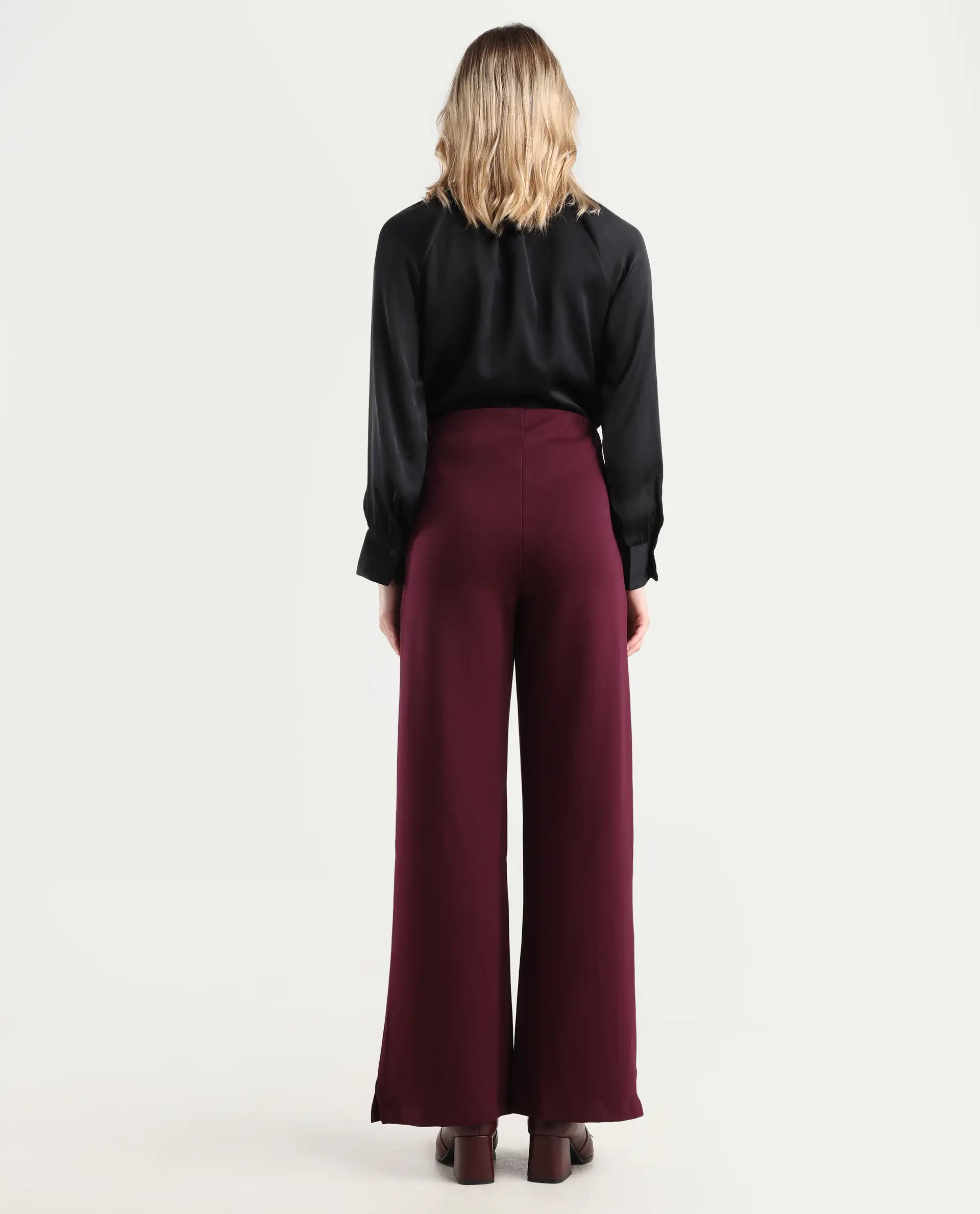 Rareism Women's Lex Dark Maroon Cotton Blend Straight Fit Track Pant - Image 7