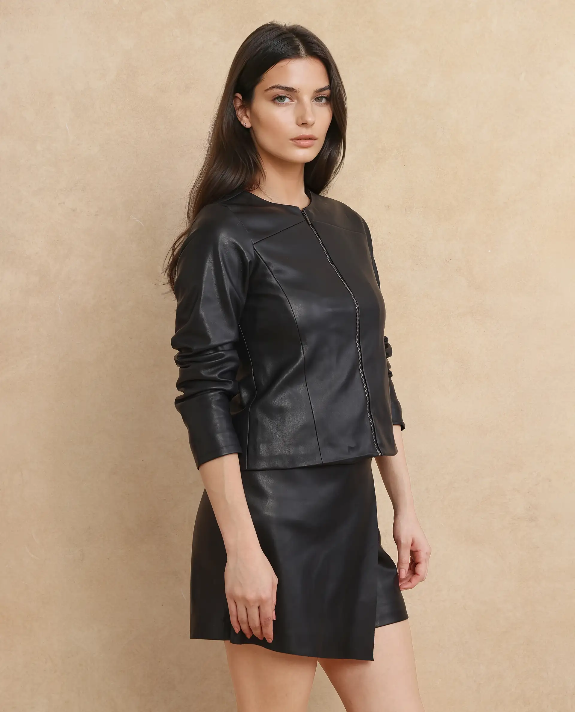 Rareism Women's Liam Black Polyester Round Neck Plain Regular Fit Jacket - Image 6