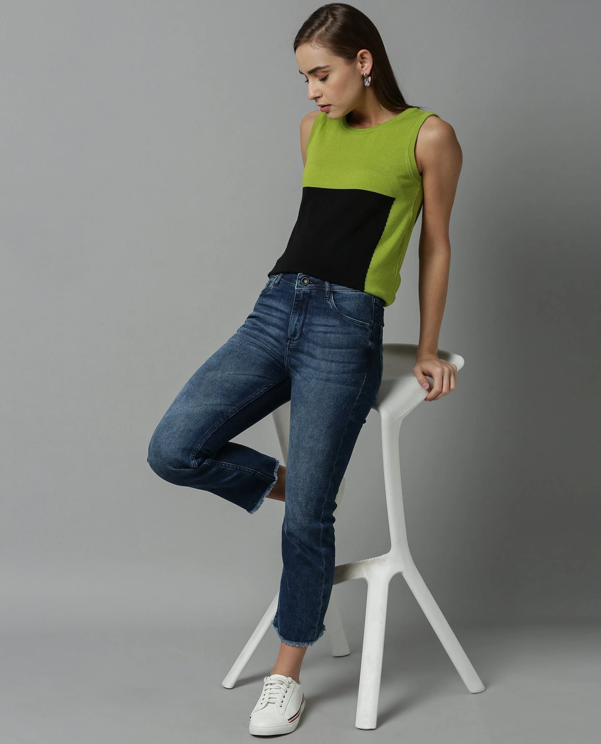 Rareism Women Libra Green Top Sleeveless - Image 3
